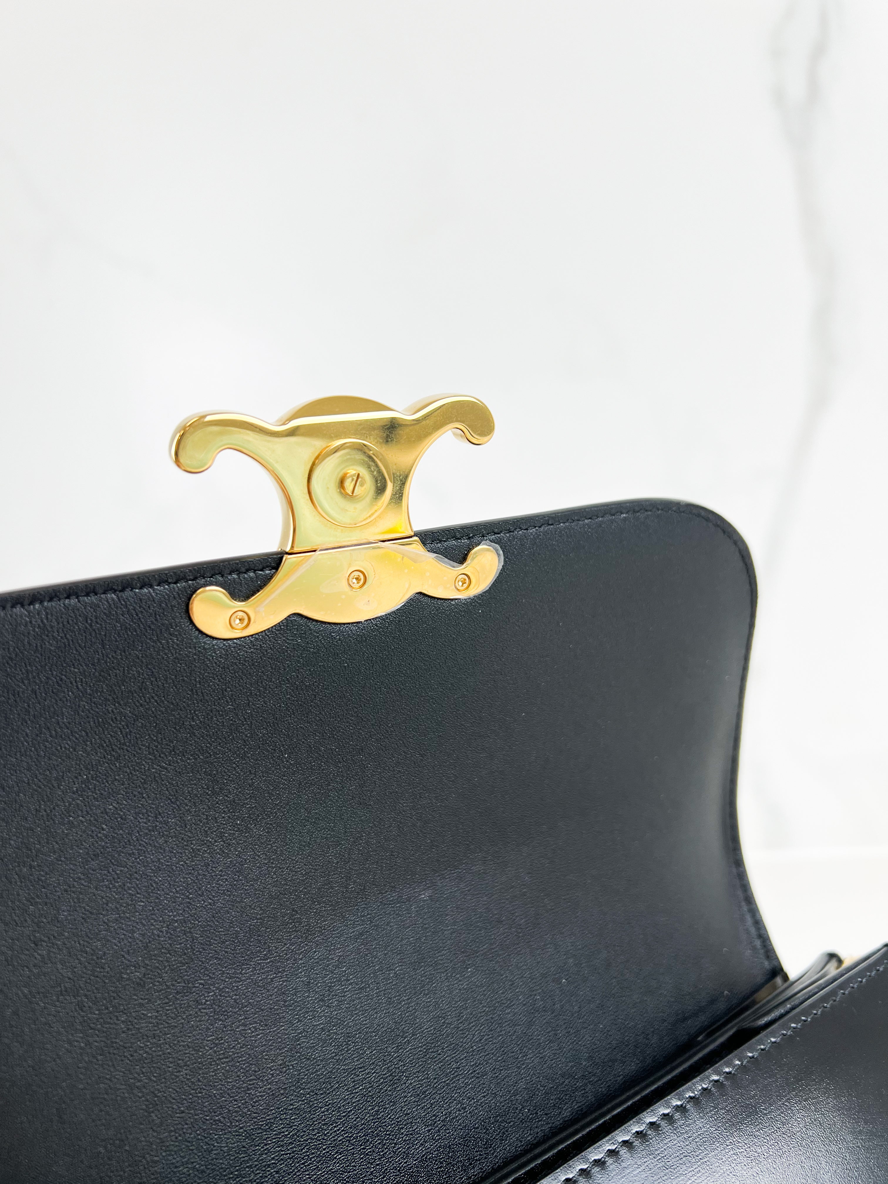 Celine Chain Claude Bag in Black Calfskin