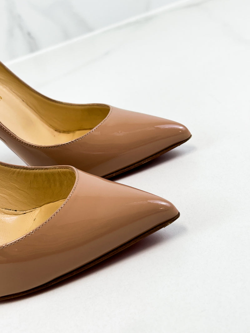 Christian Louboutin Beige Pigalle Follies 100 Patent Size 37.5