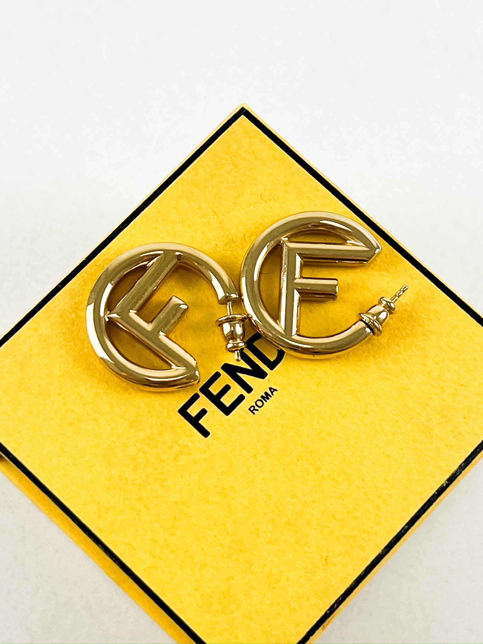 Fendi F Logo Hoop Earring in Gold