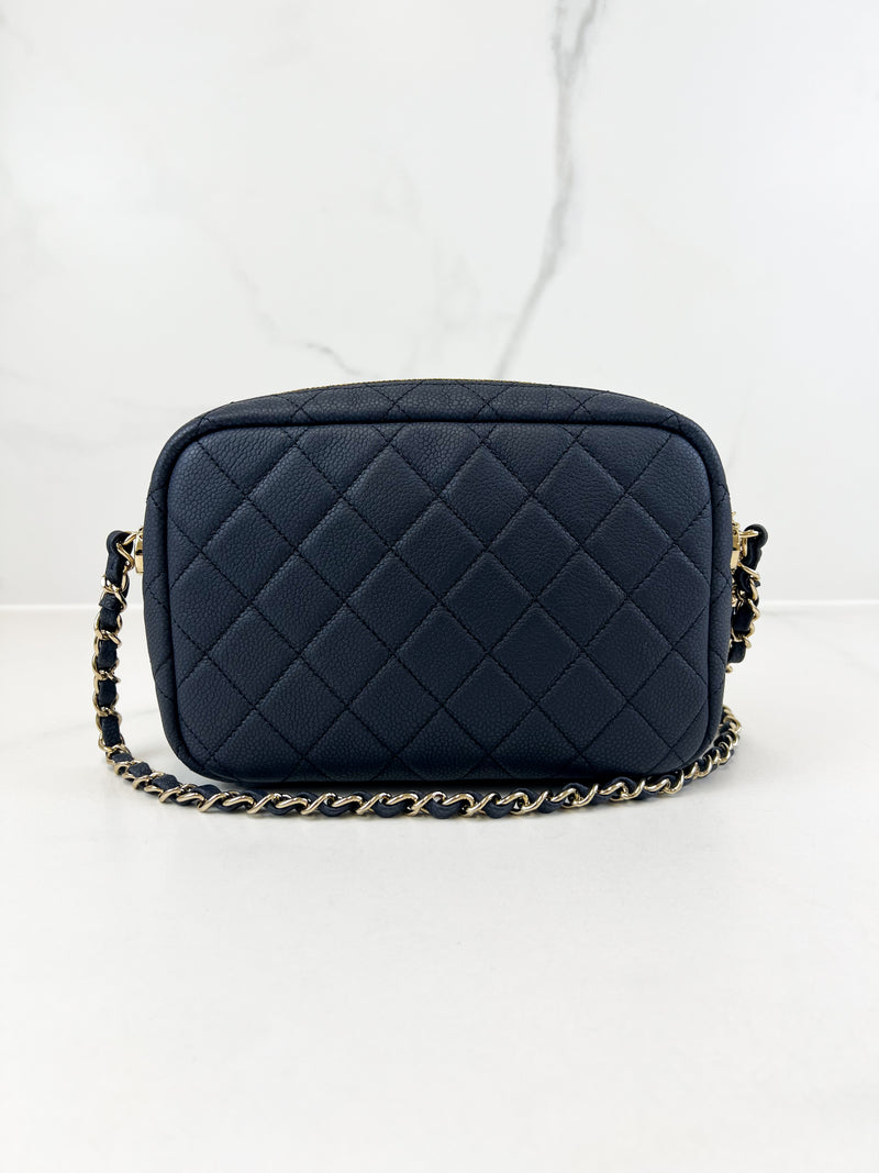 Chanel Camera Leather Navy Crossbody Bag