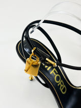 Tom Ford Leather Black Padlock Sandal Size 39