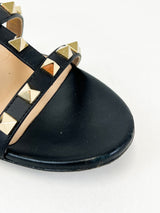 Valentino Garavani Caged Black Rockstud Slides Size 37