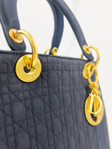 Christian Dior Vintage Black Lady Dior with Gold Hardware