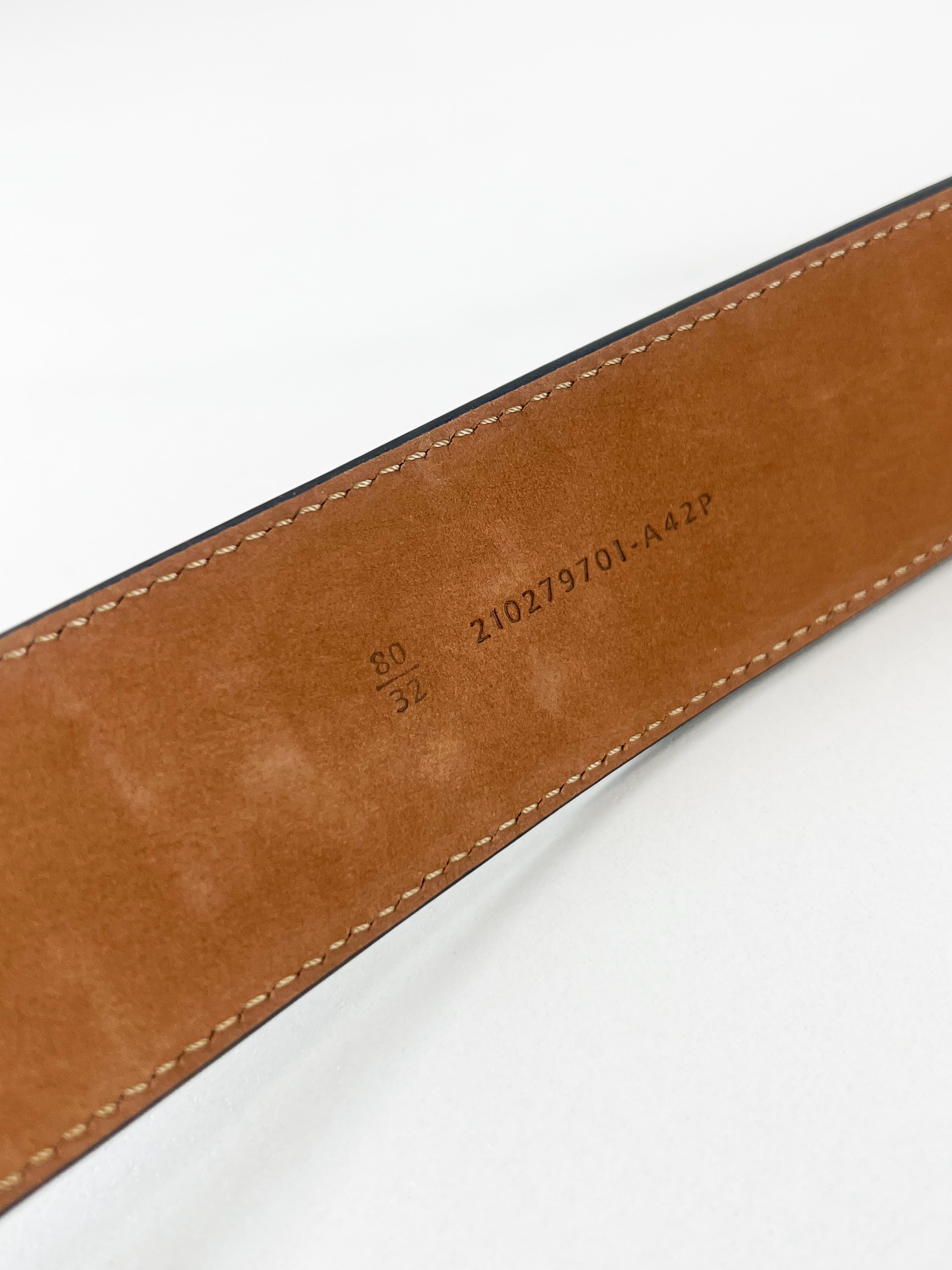 Fendi Black FF Calfskin Leather Belt Size 80