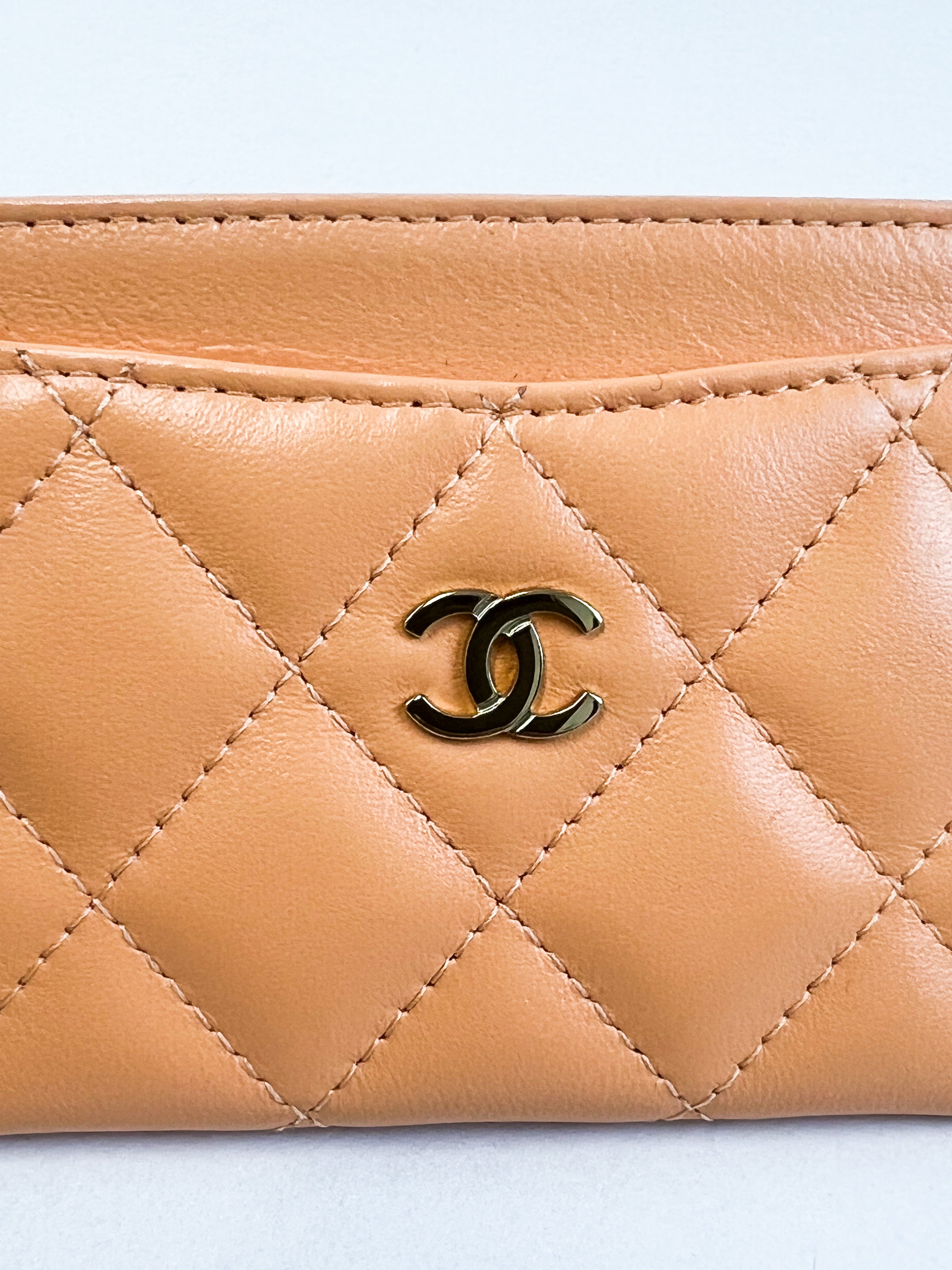 Chanel Lambskin Peach Pink CC Card Holder