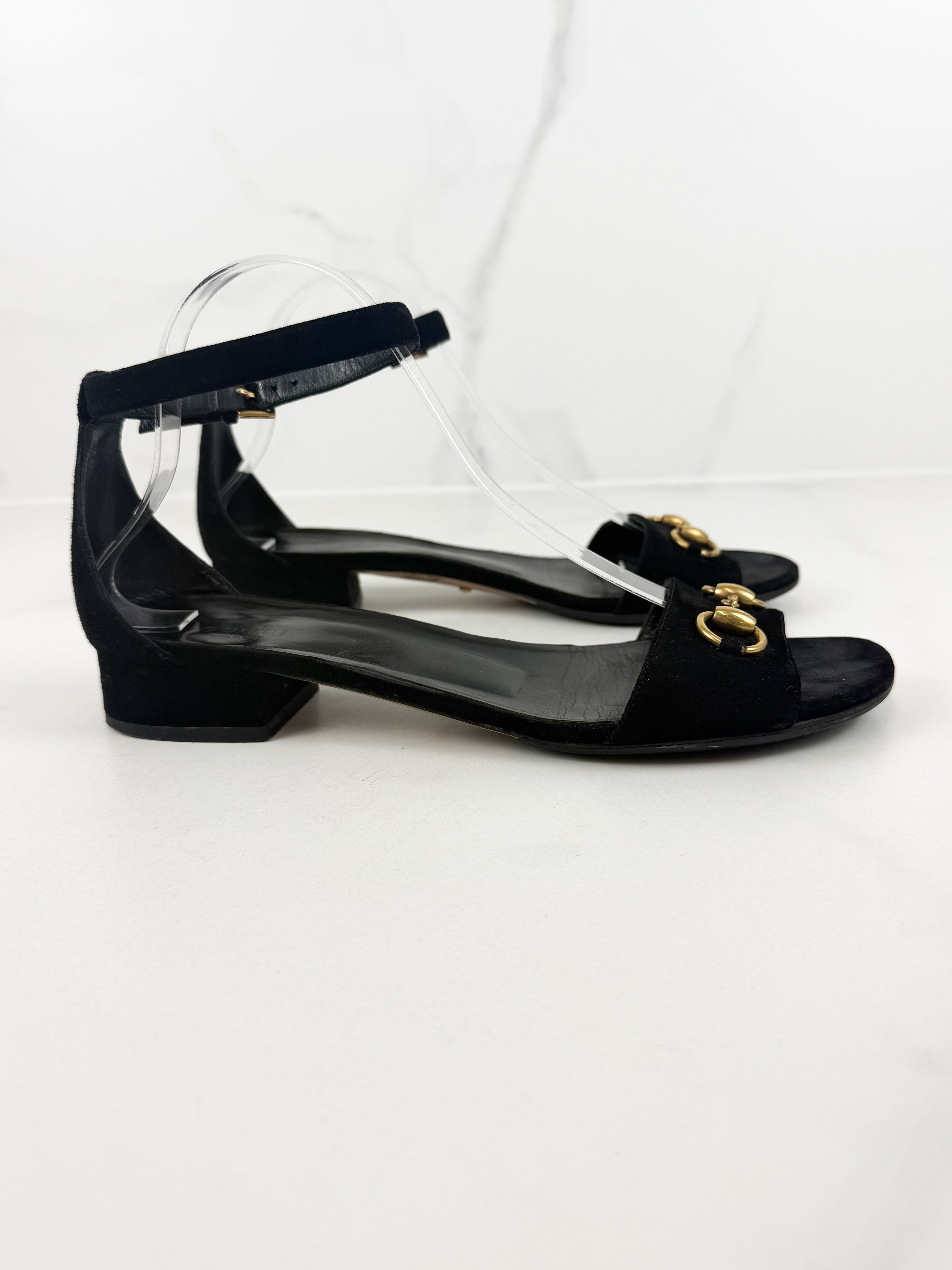 Gucci Horsebit Leather Heel Sandal Size 40.5