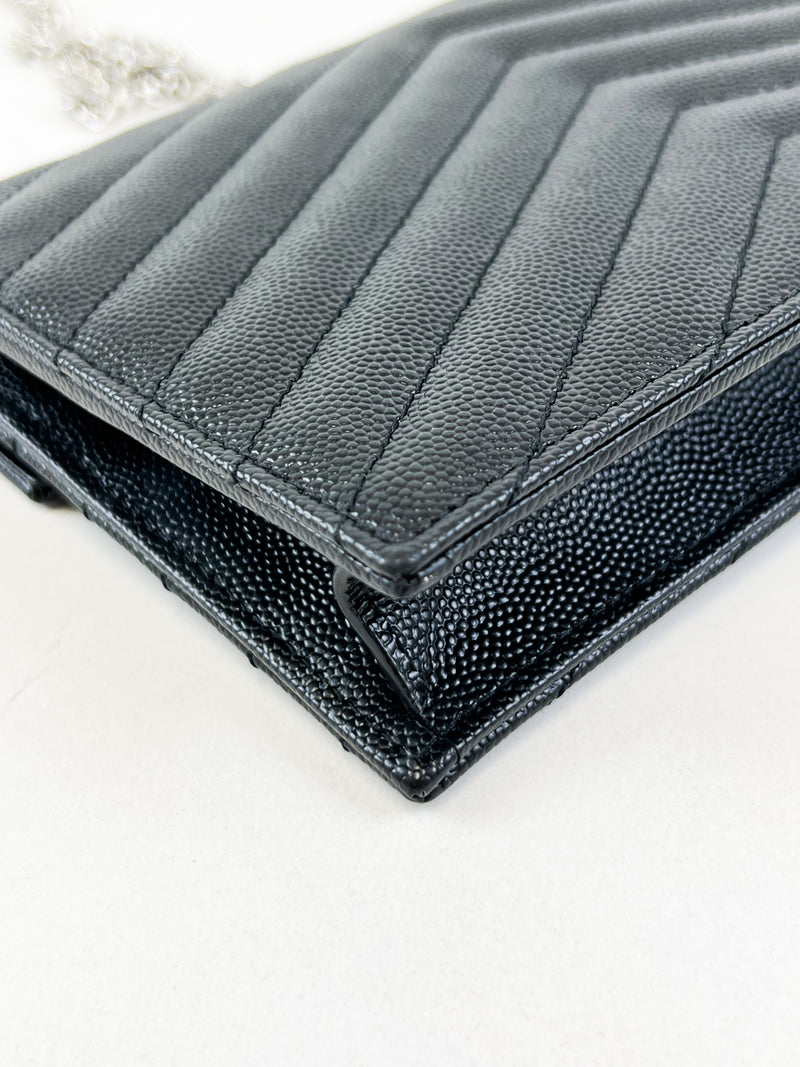 Saint Laurent Black Cassandre Envelope WOC SHW