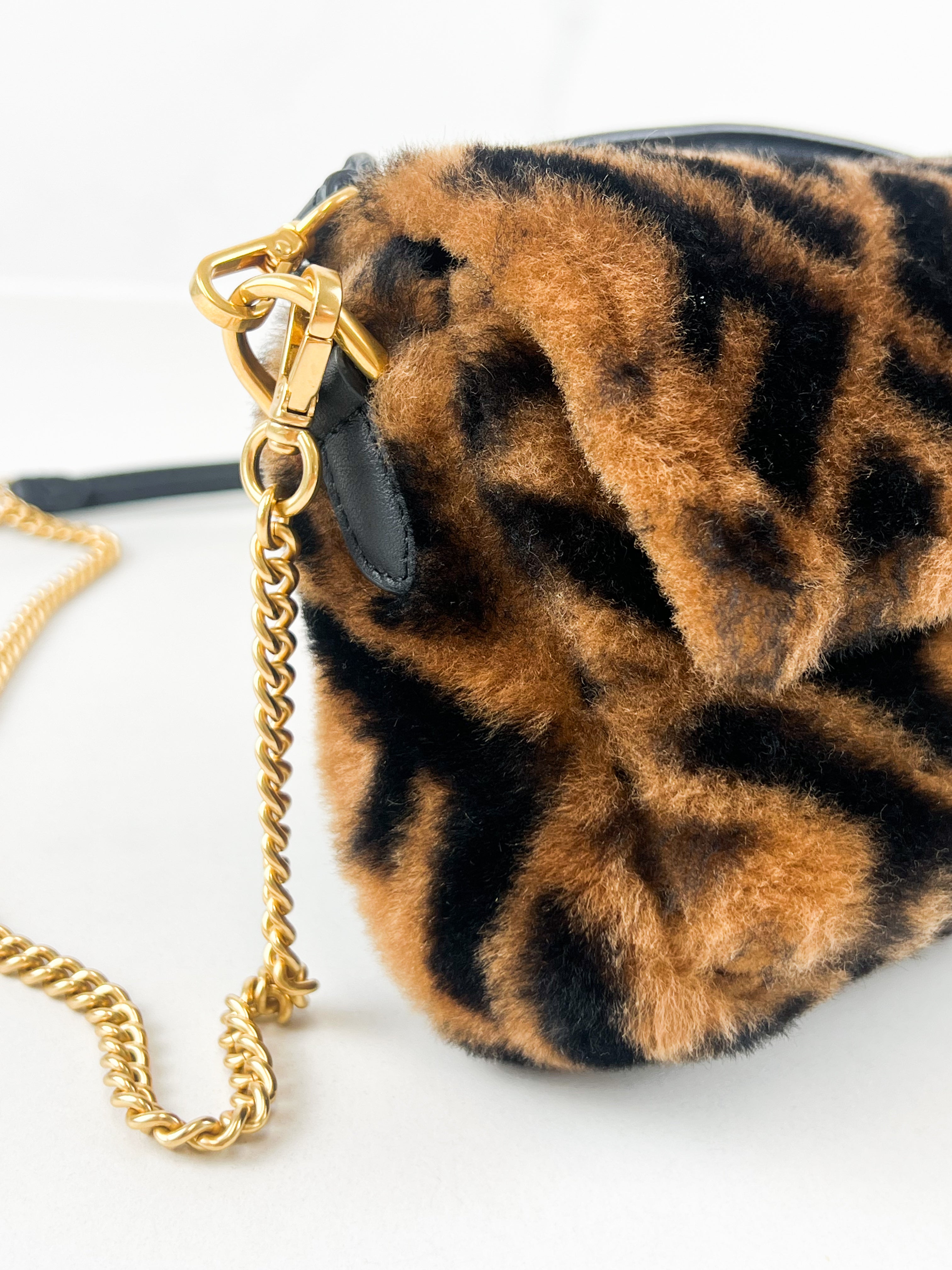 Fendi FF Baguette Shearling Mini Bag