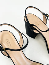 Gucci GG Marmont Leather Mid Heel Sandal 75mm Size 40