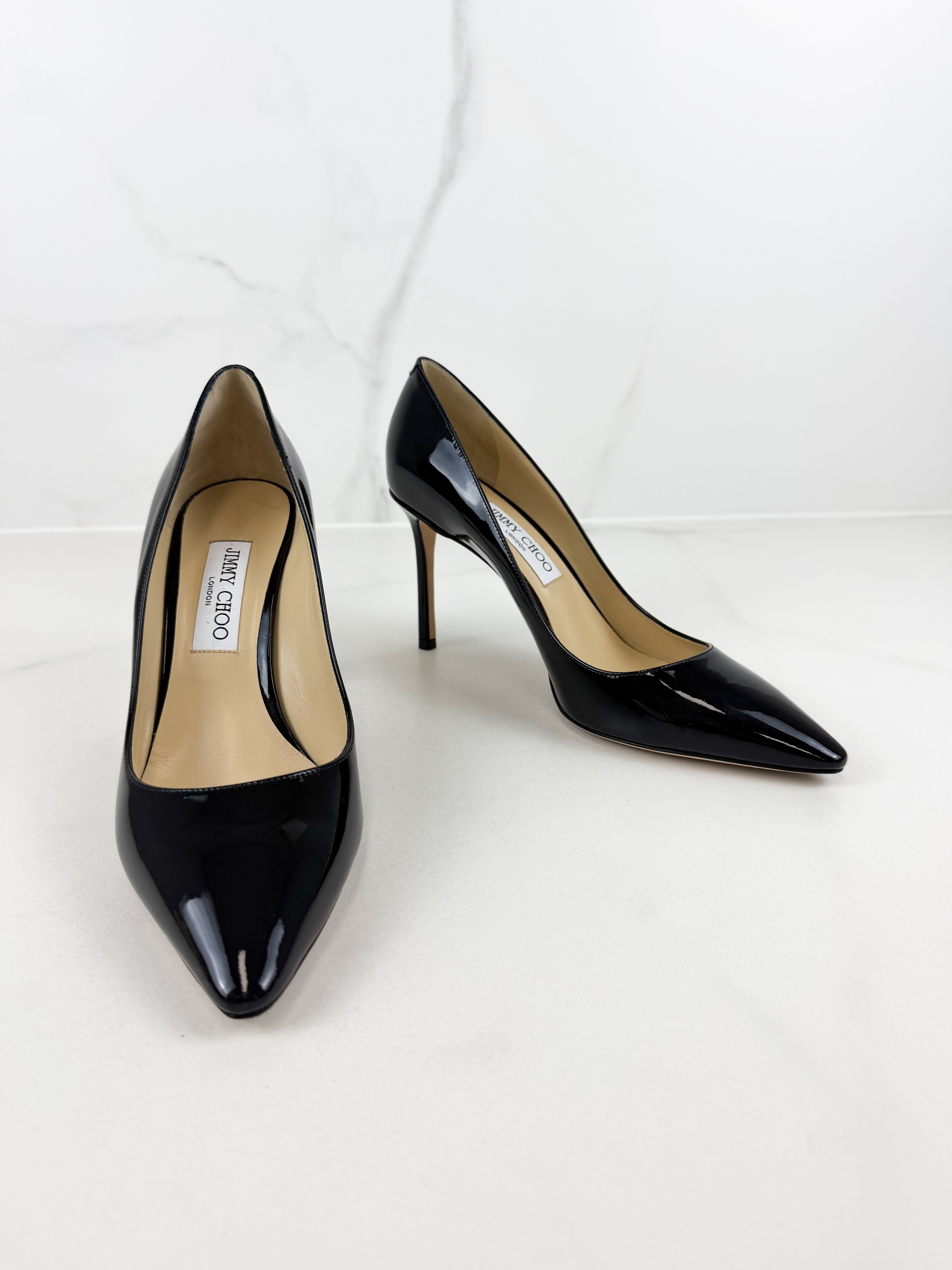 Jimmy Choo Romy Black Patent Leather Pump Size 41