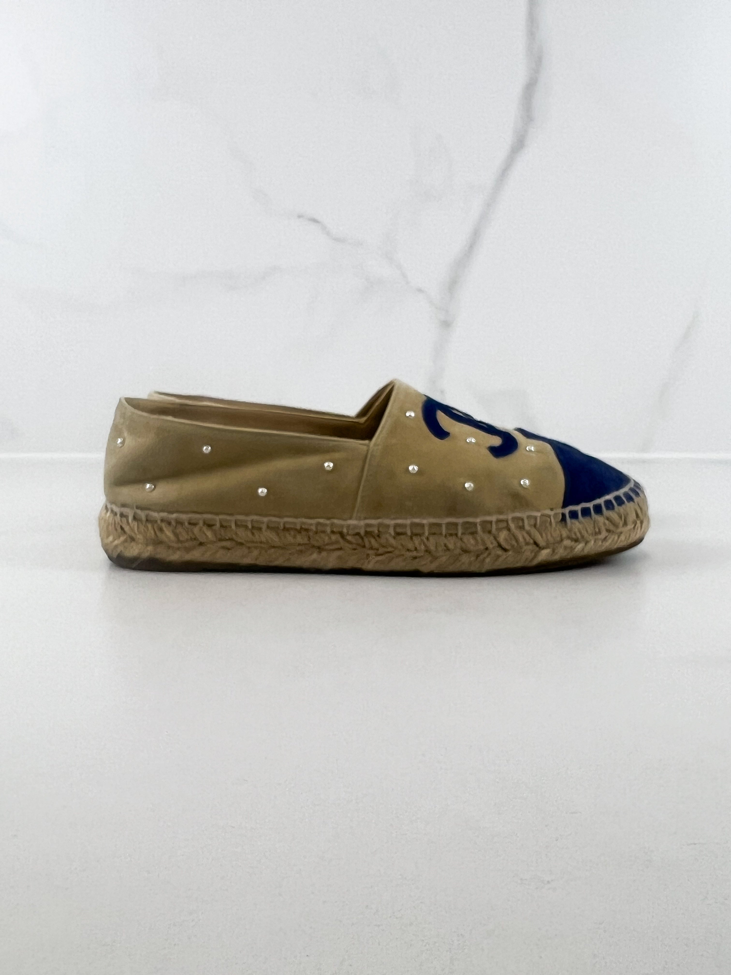 Chanel CC Velvet Espadrille Size 37