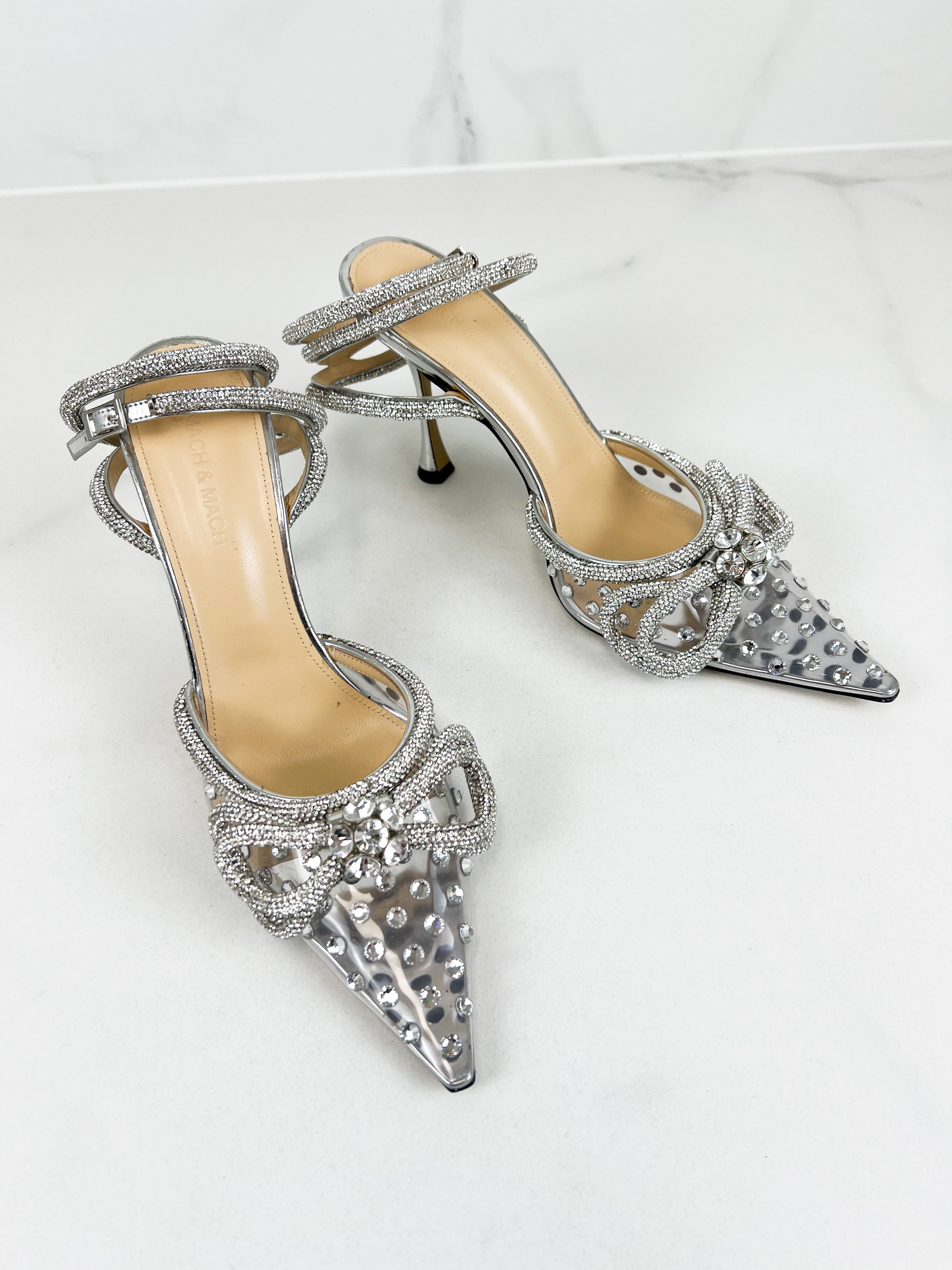 Mach & Mach Double Bow Embellished Crystal Pump
