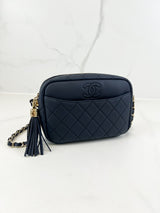 Chanel Camera Leather Navy Crossbody Bag