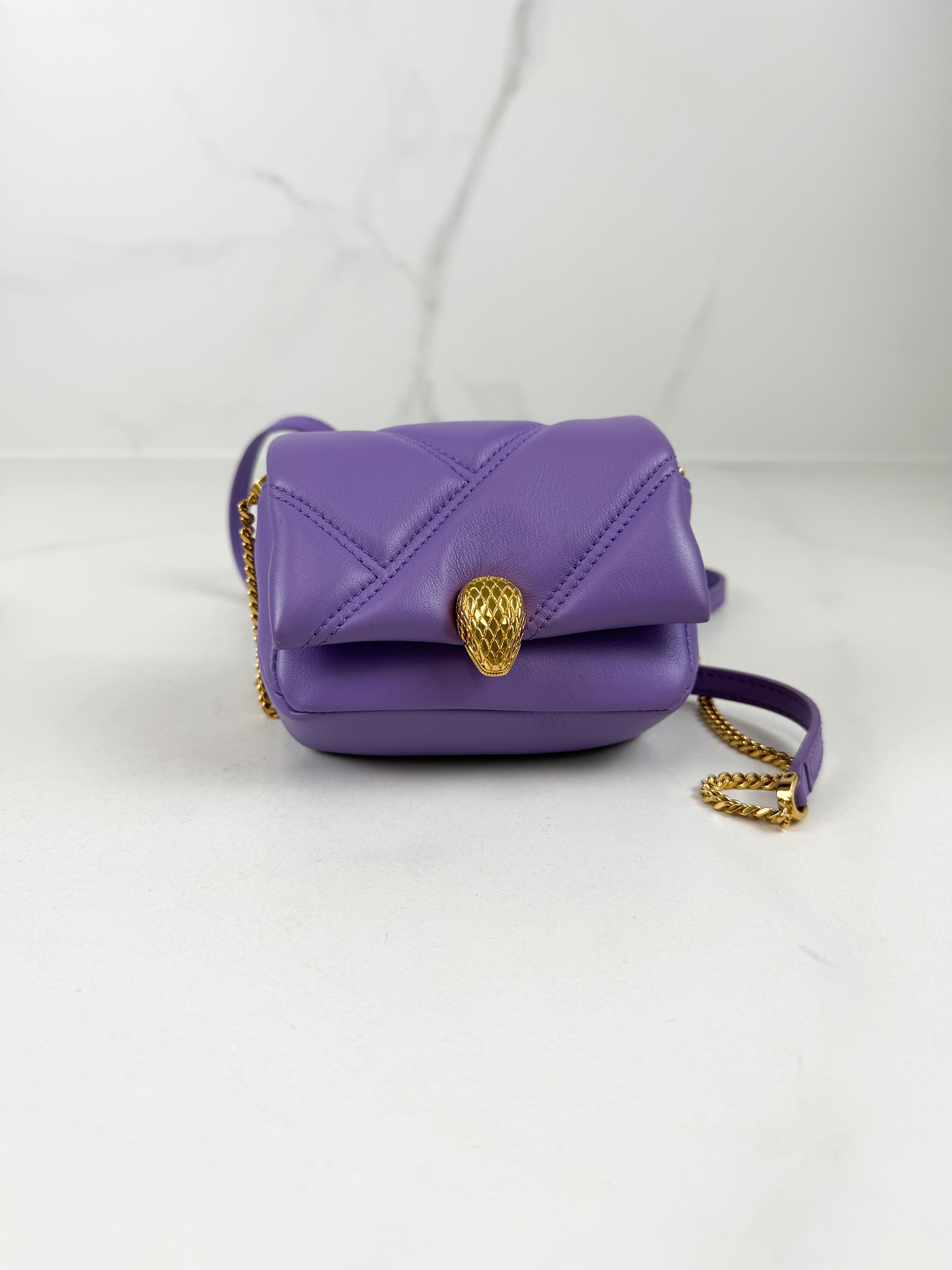 Bvlgari Serpenti Purple Quilted Leather Cabochon Micro Bag