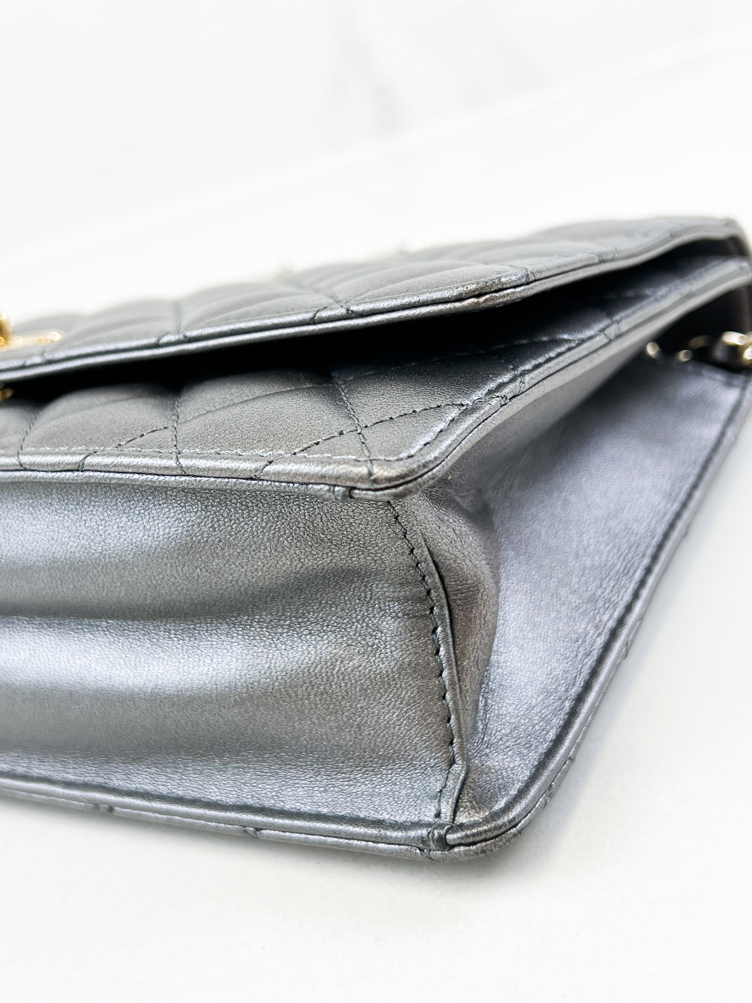 Chanel Silver Calfskin Large Shoulder Bag