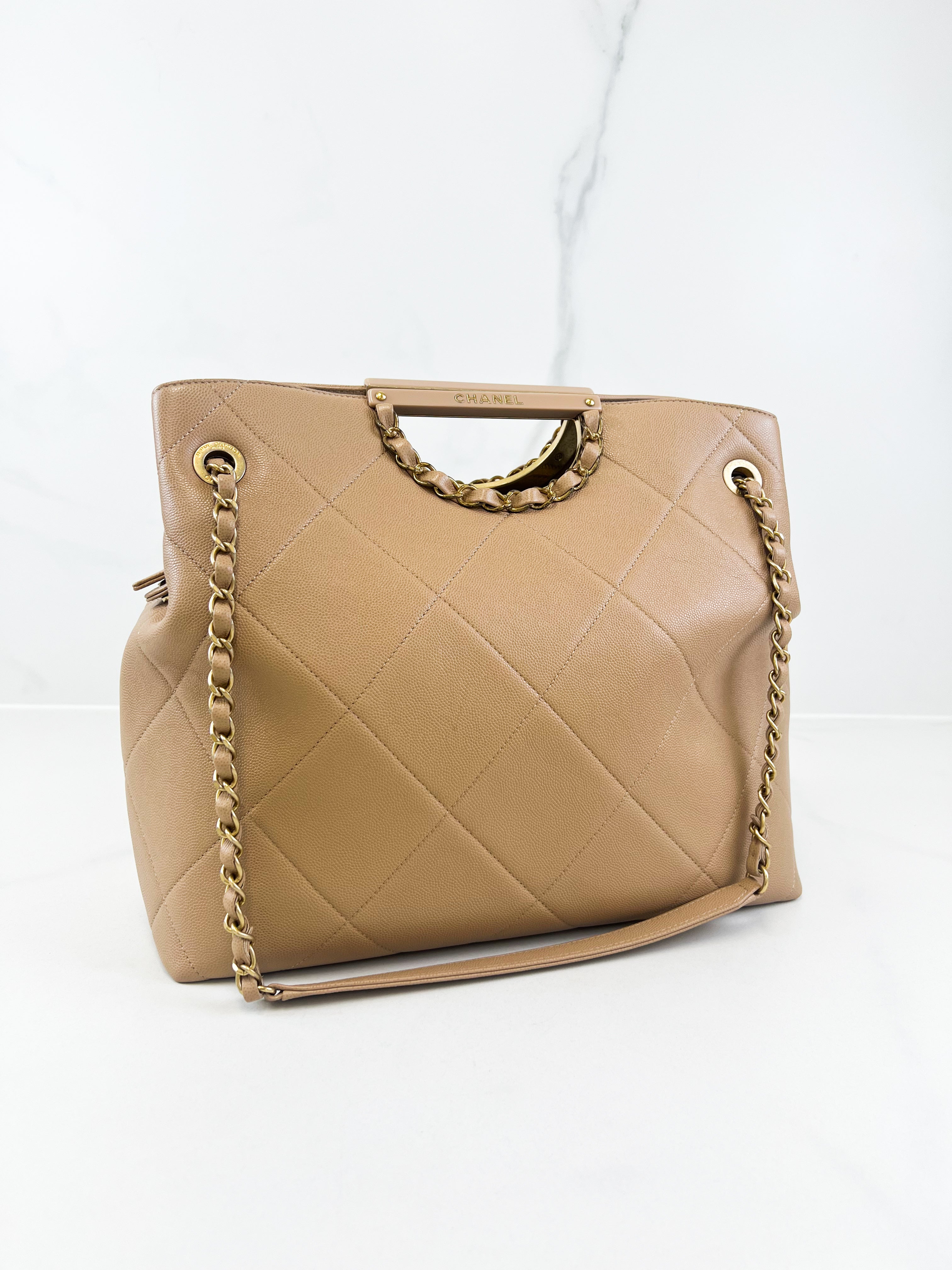 Chanel Beige Caviar Shoulder Bag