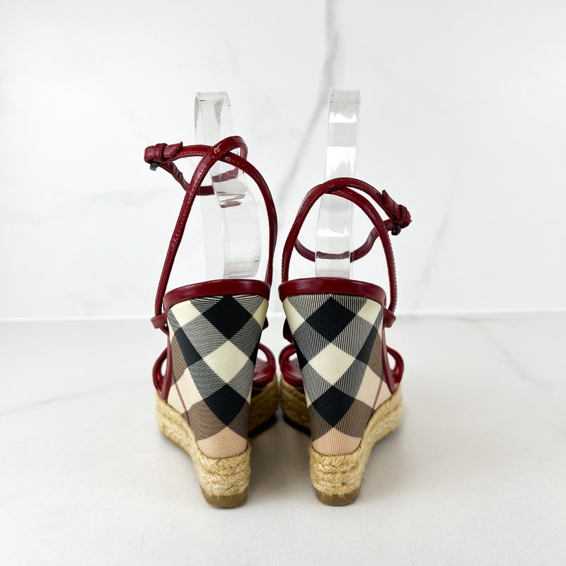 Burberry Canvas Wedge Espadrille Size 38