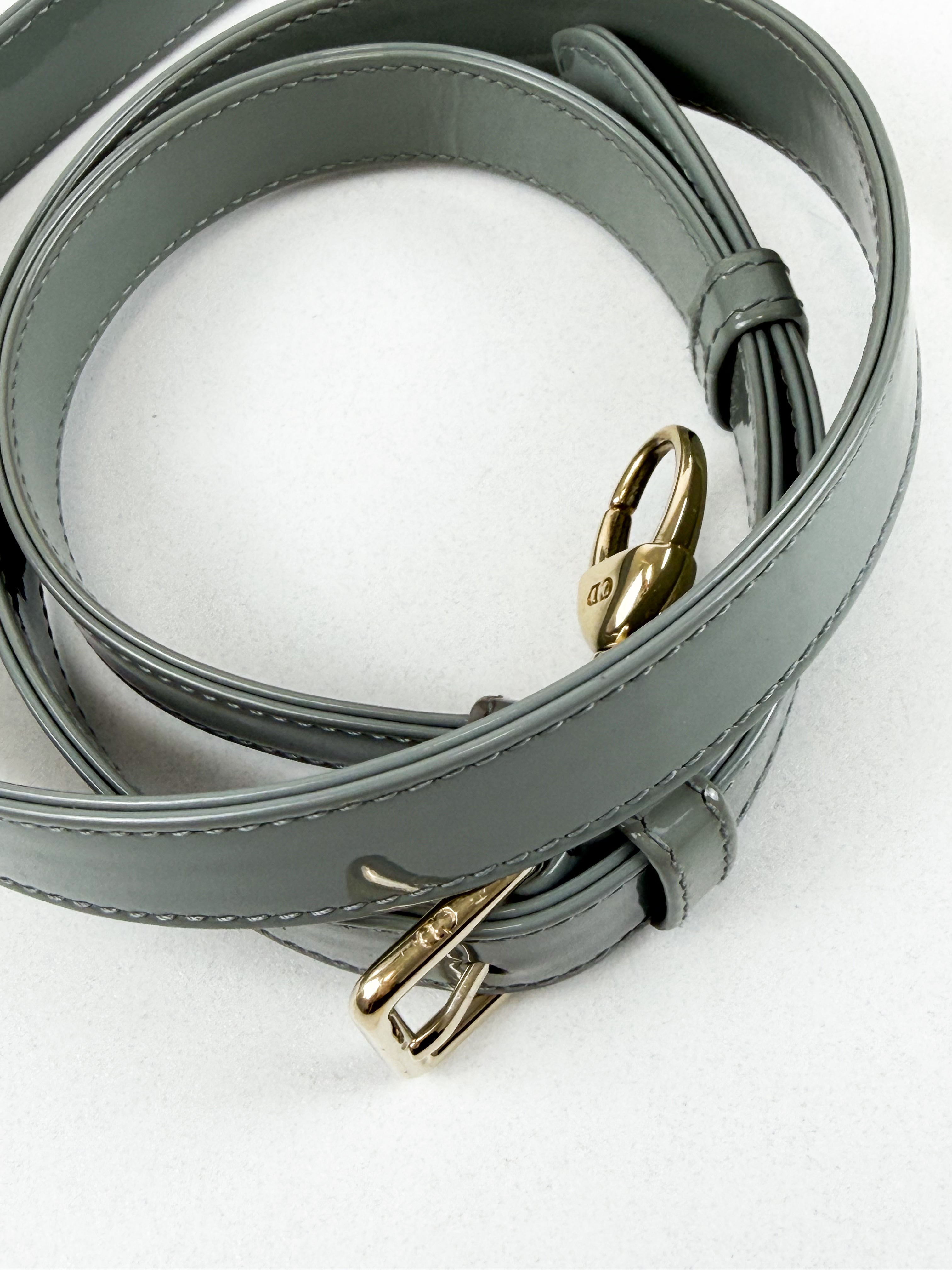 Christian Dior Medium Lady Dior In Grey Patent with GHW