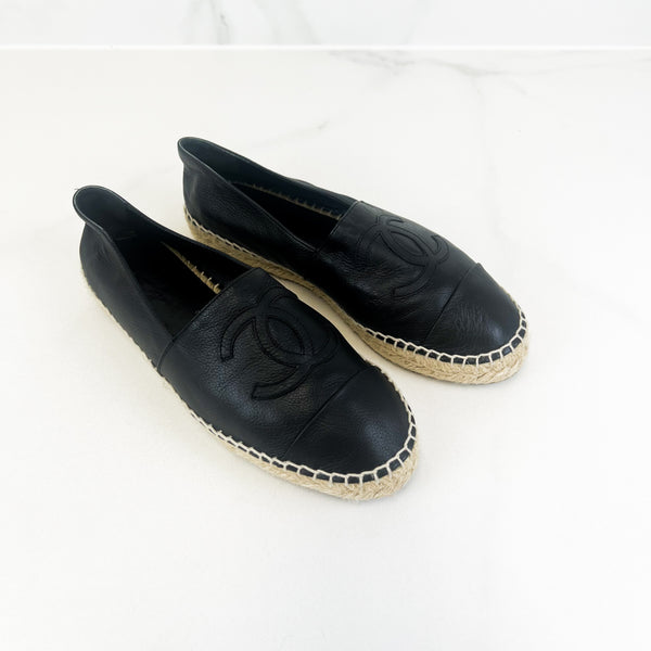 Chanel CC Black Espadrille Size 38