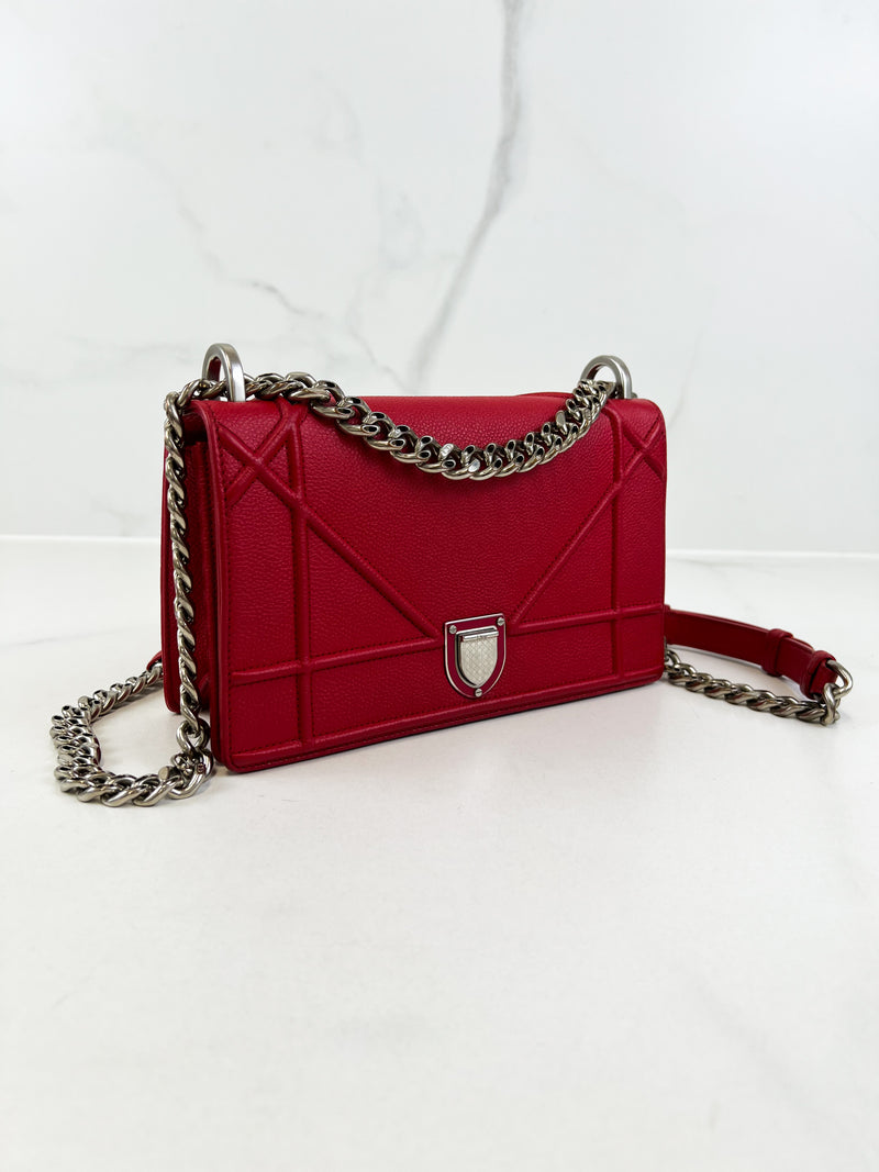 Christian Dior Red Small Diorama Shoulder Bag SHW