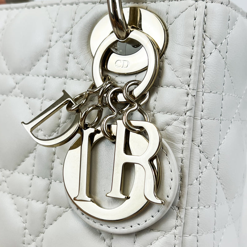 Christian Dior Mini Lady Dior Cannage in Lambskin White Shopluxe Consignment