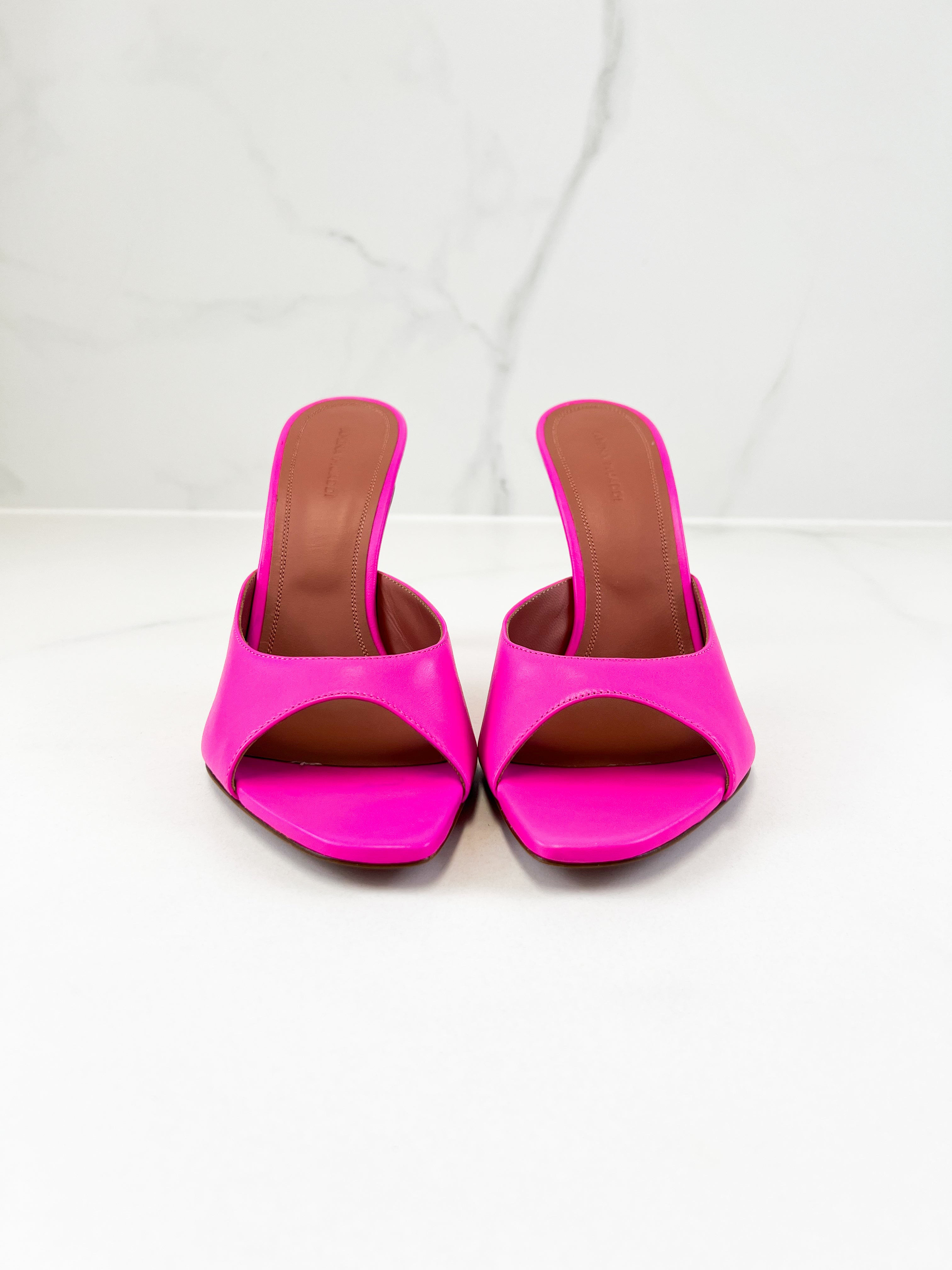 Amina Muaddi Alexa Leather Mule 105mm Size 40.5