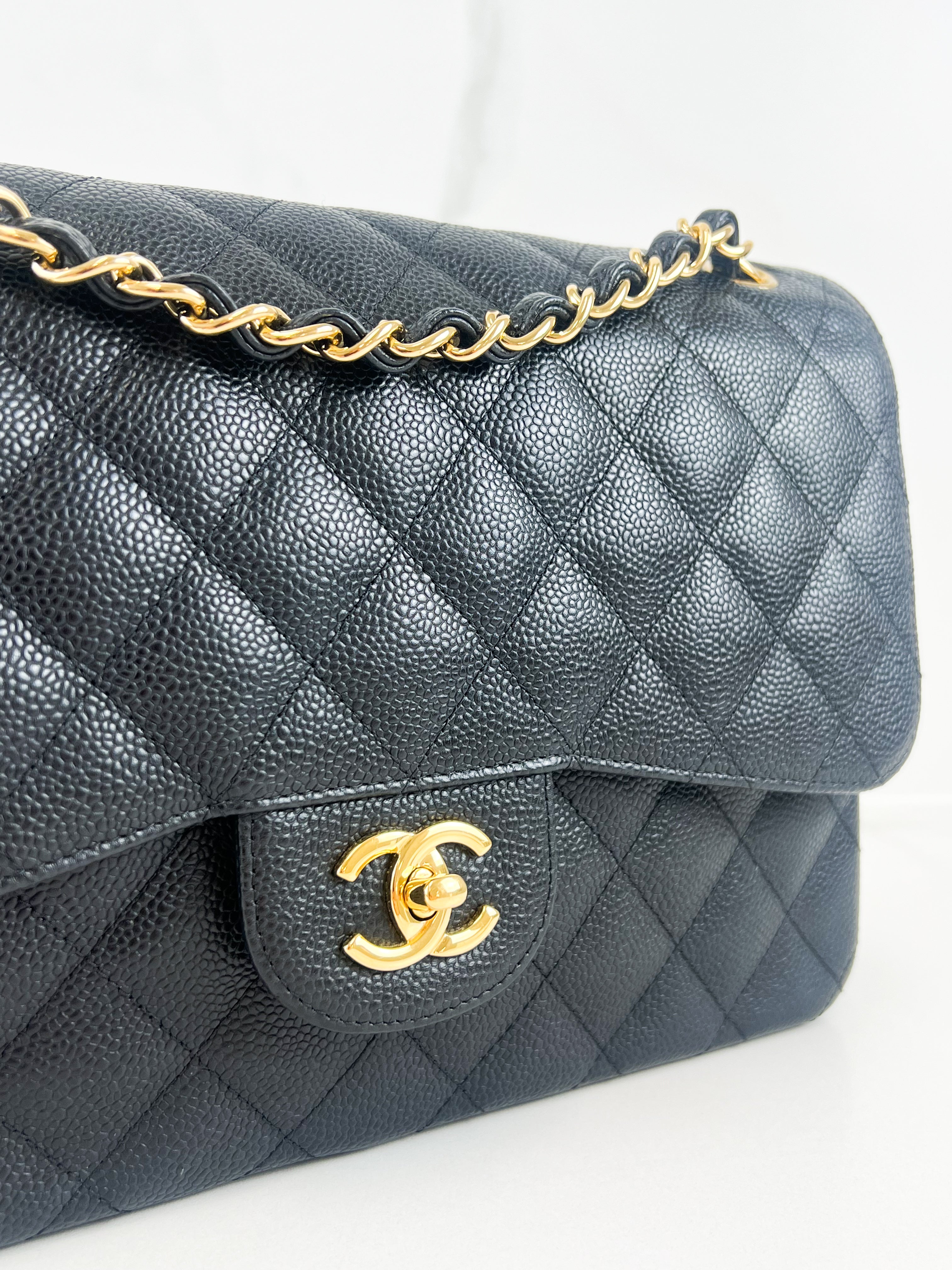 Chanel Jumbo Black Classic Double Flap Caviar Shoulder Bag