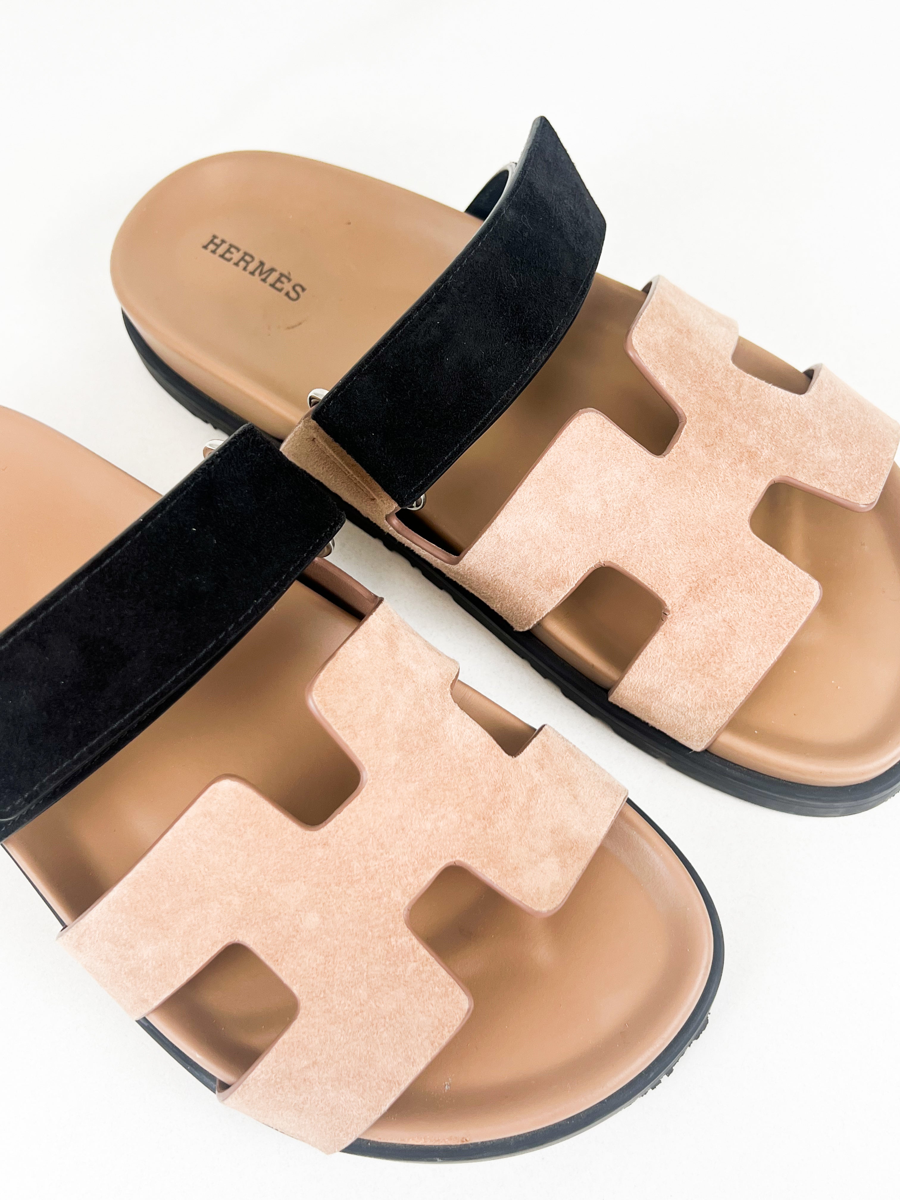 Hermes Chypre Sandals in Rose Perle Size 38