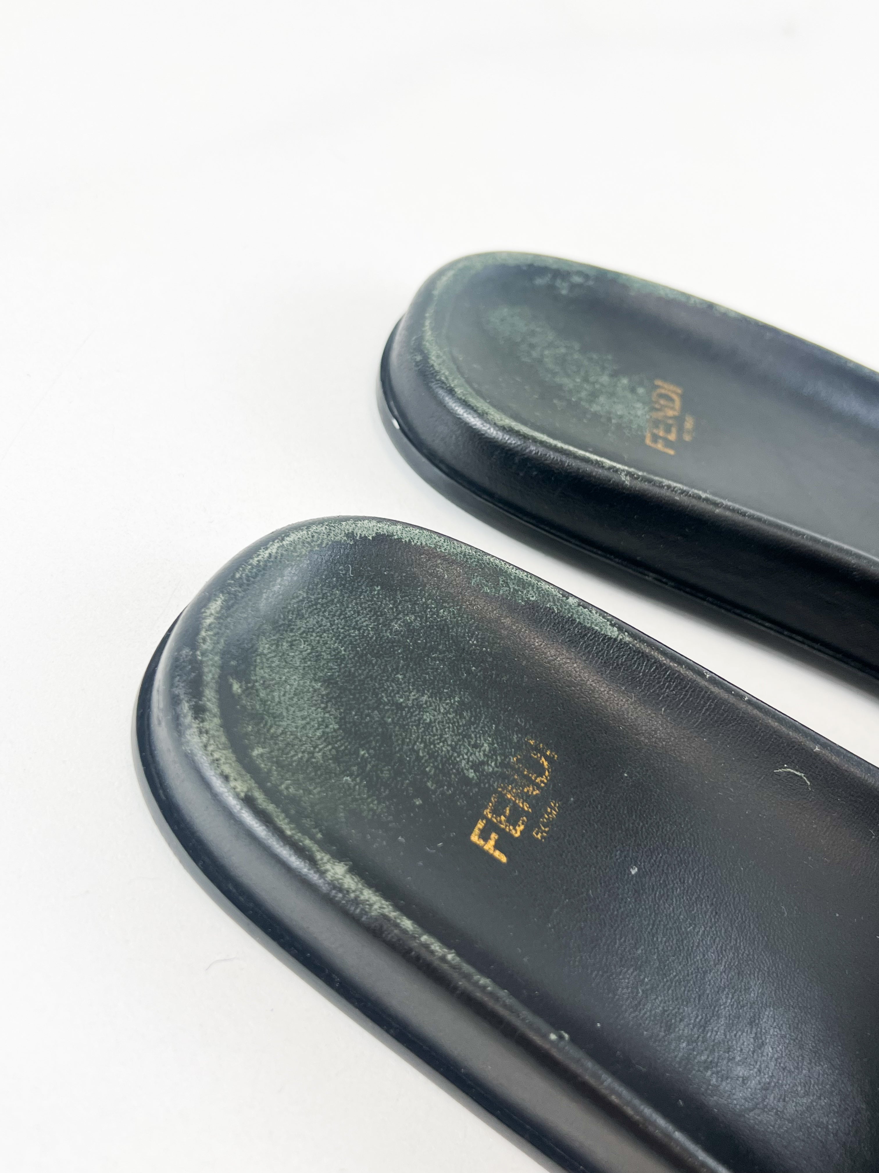 Fendi FF Satin Slides Size 39