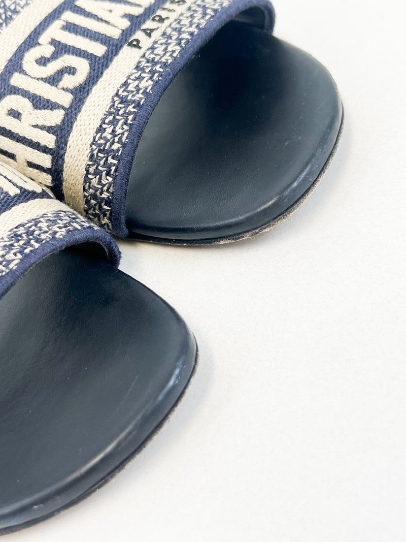 Christian Dior Navy Dway Slides Size 39.5