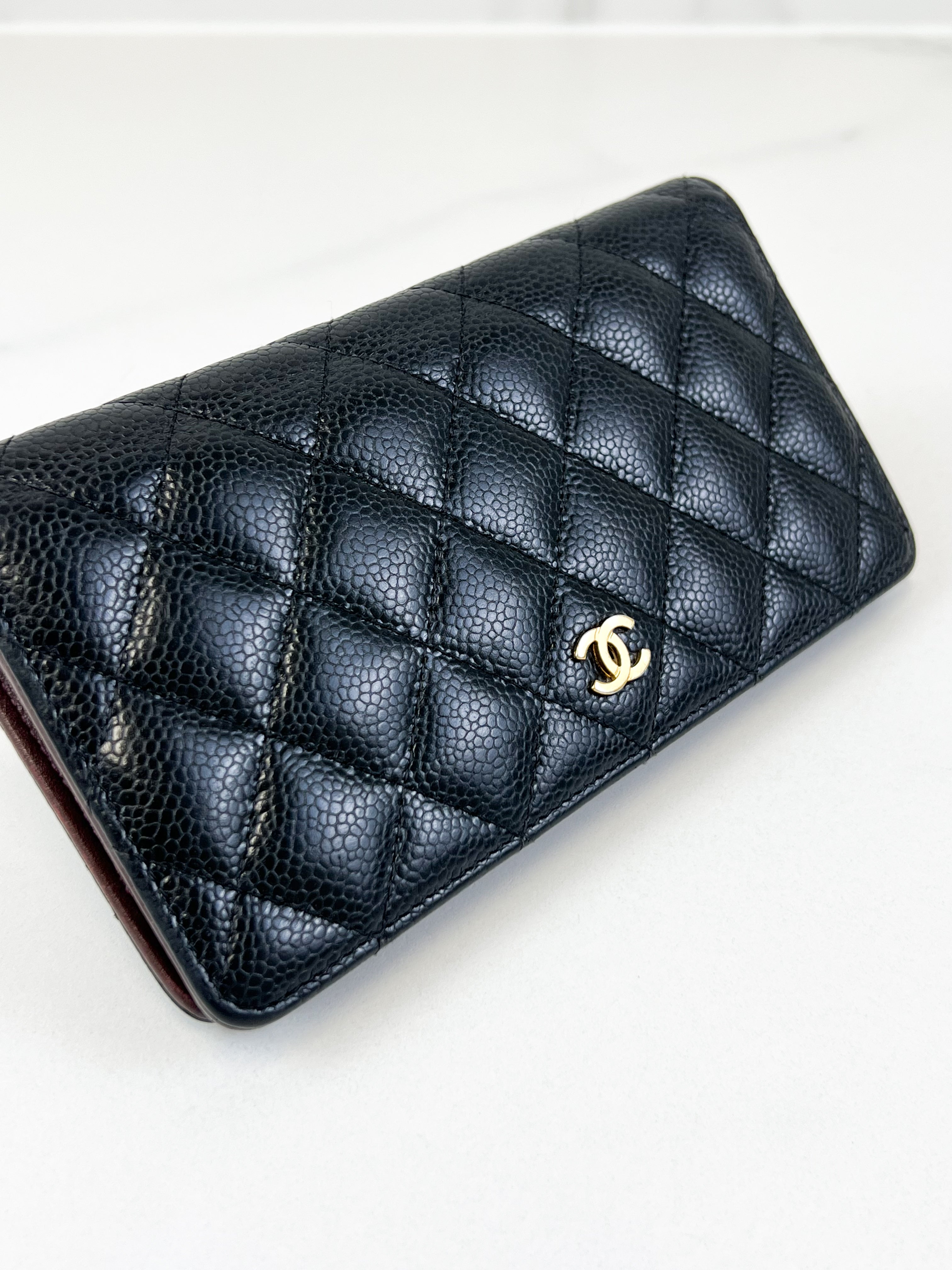 Chanel CC Black Caviar Flap Wallet GHW