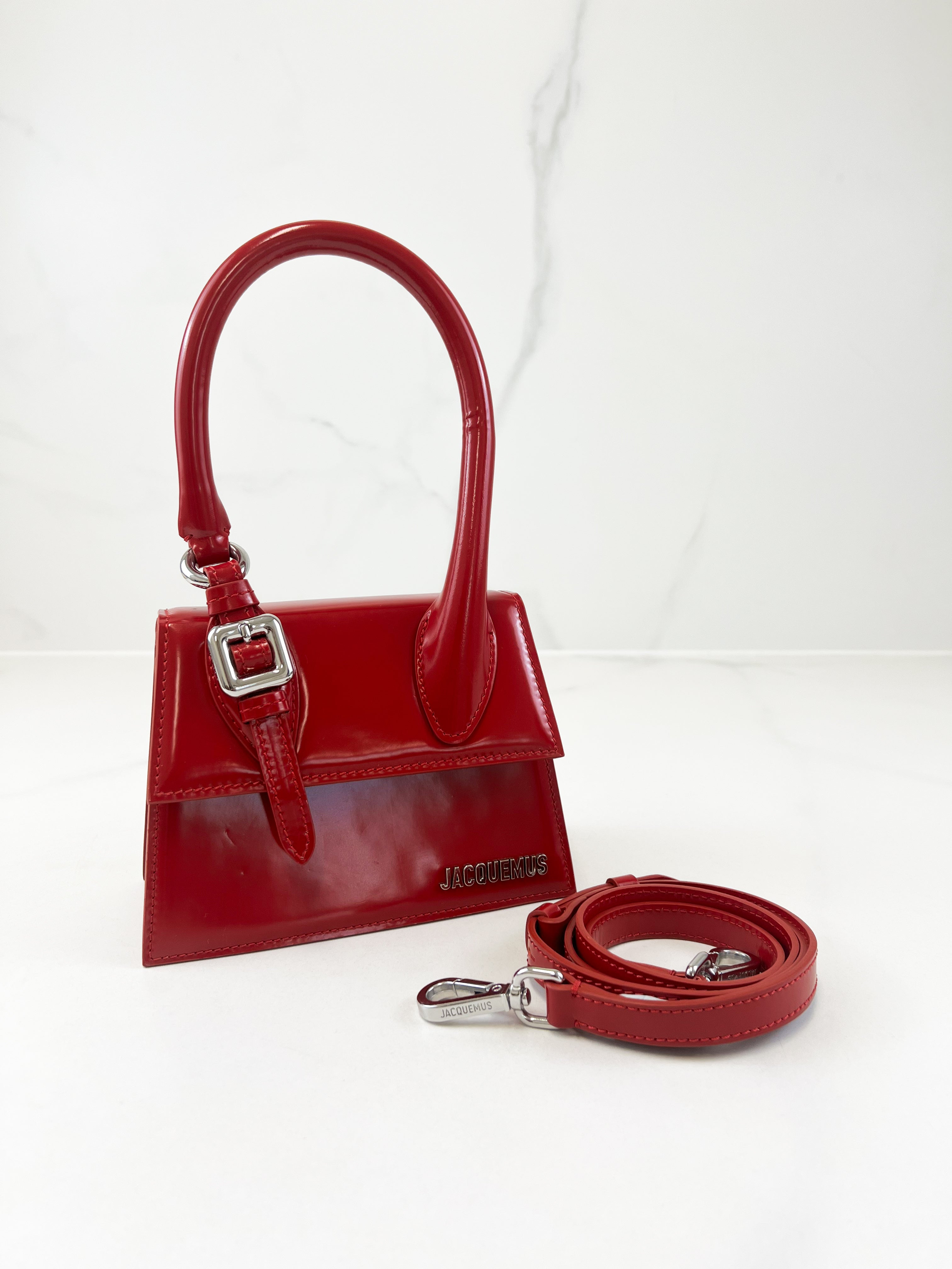 Jacquemus Red Le Chiquito Moyen Buckle Leather Bag