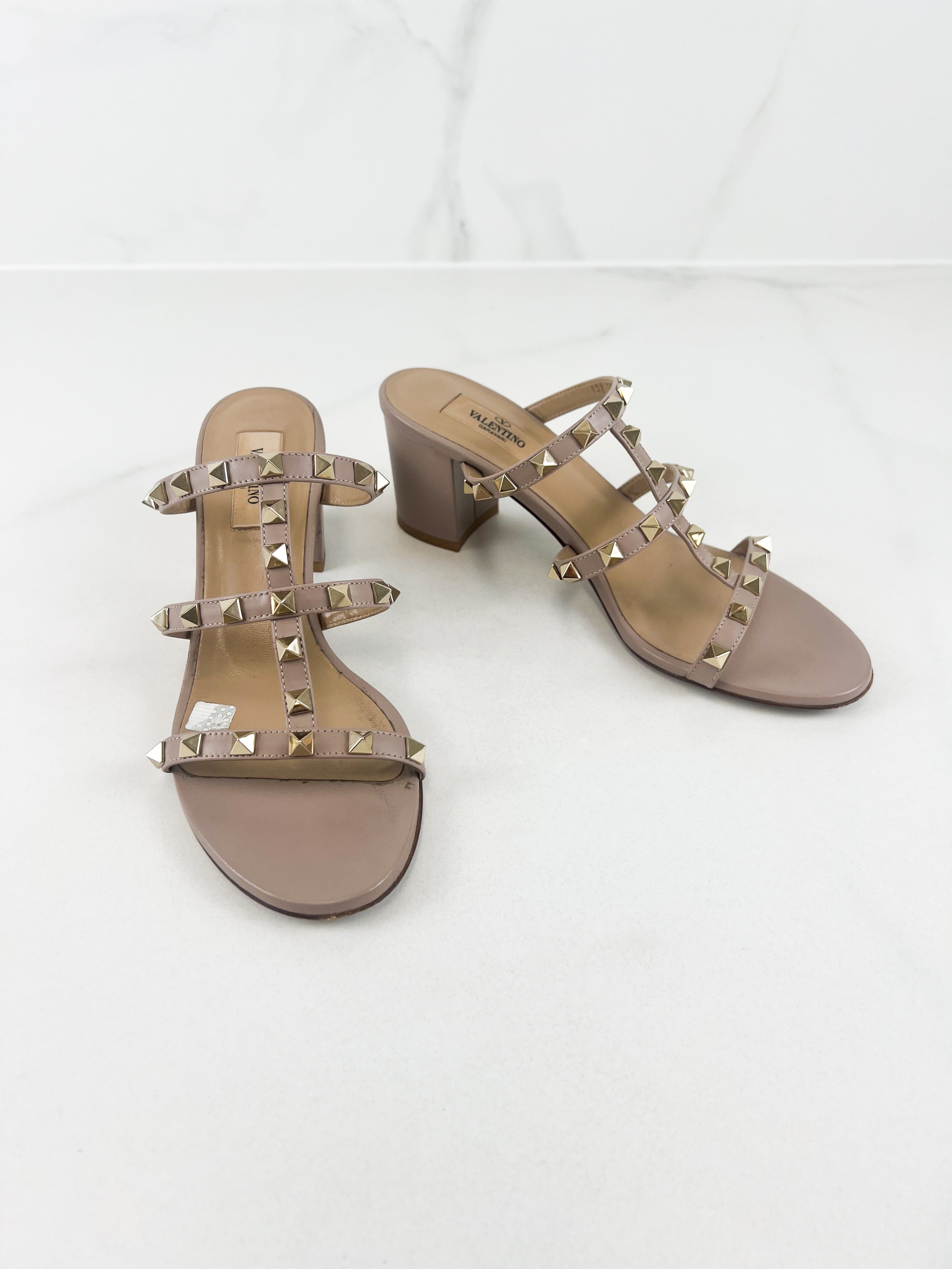 Valentino Rockstud Block Mule Sandal Size 38
