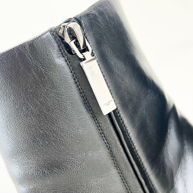 Saint Laurent Smooth Leather Heel Ankle Booties Size 39