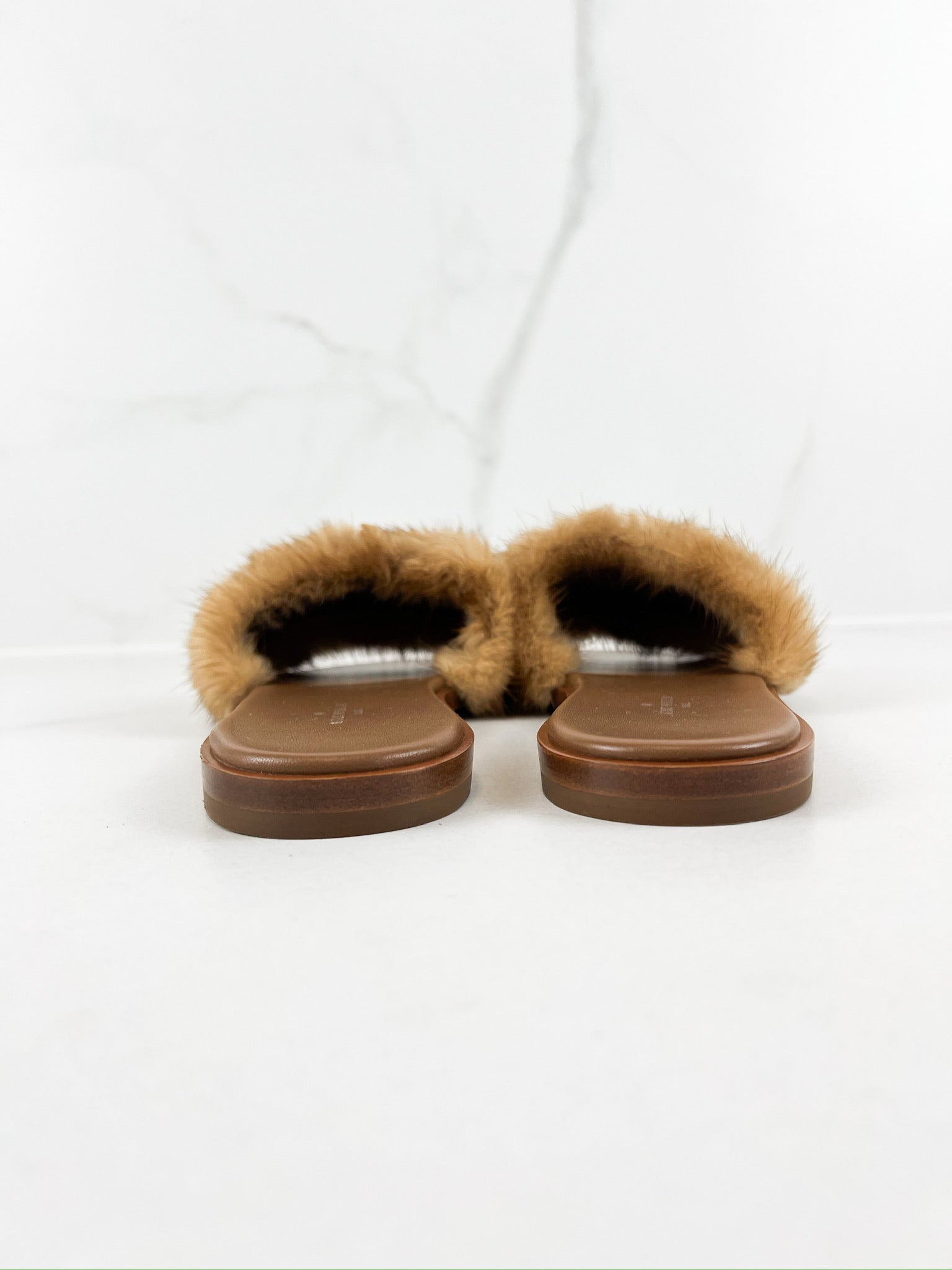 Louis Vuitton Lock It Brown Shearling Flat Slide Size 37