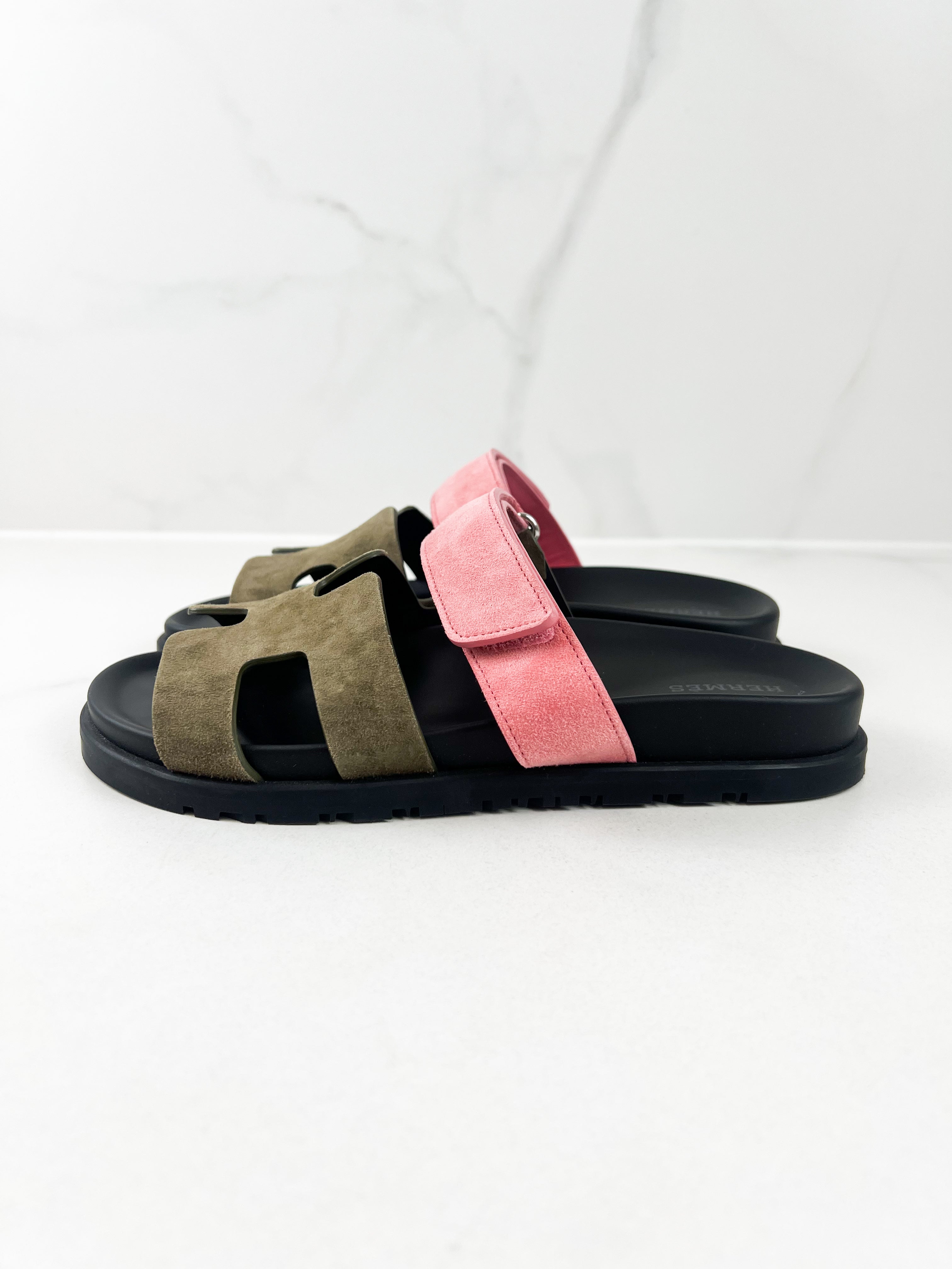 Hermes Chypre Sandals in Toundra Rose Size 37