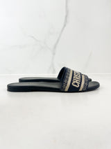 Christian Dior Navy Dway Slides Size 39.5