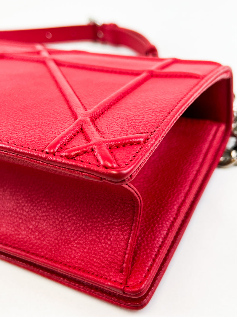 Christian Dior Red Small Diorama Shoulder Bag SHW