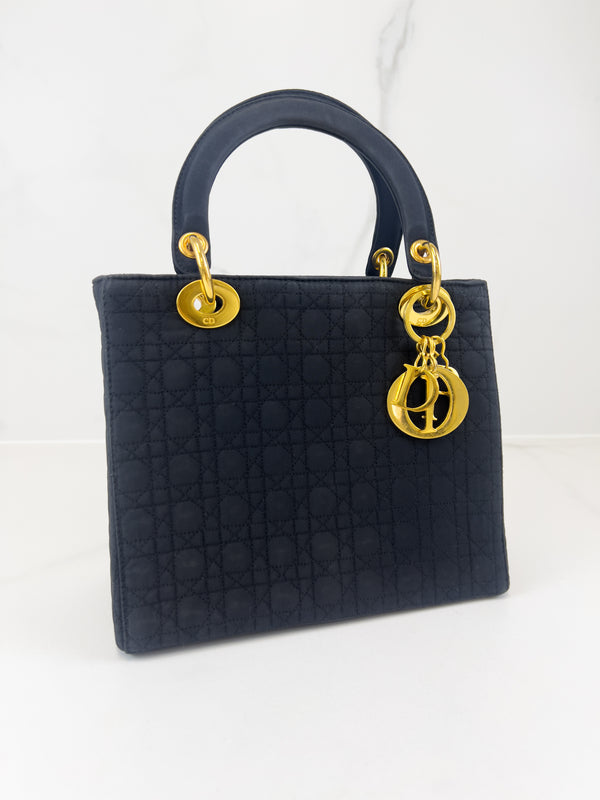 Christian Dior Vintage Black Lady Dior with Gold Hardware