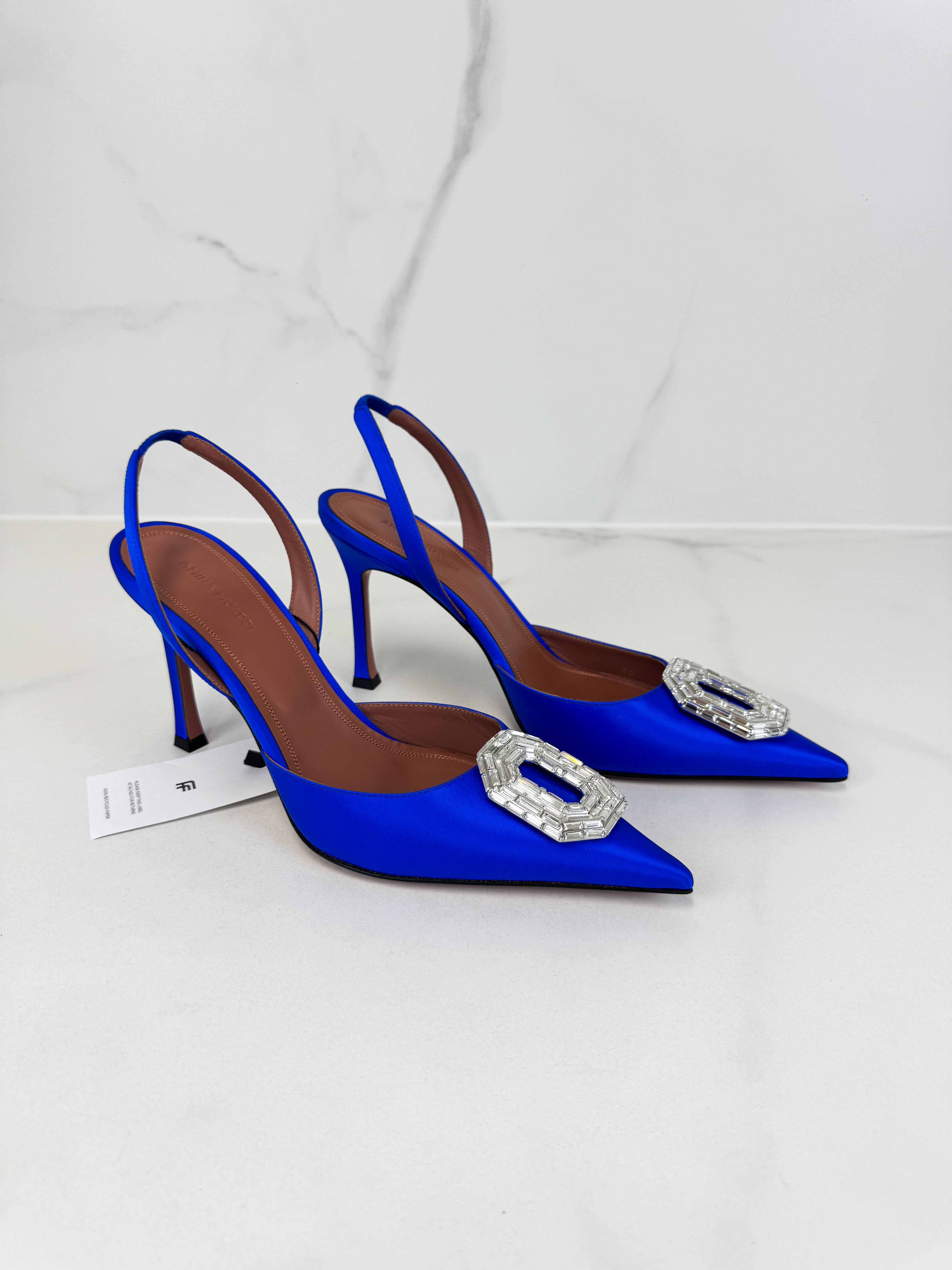 Amina Muaddi Camelia Sling 90 Electric Blue Size 40