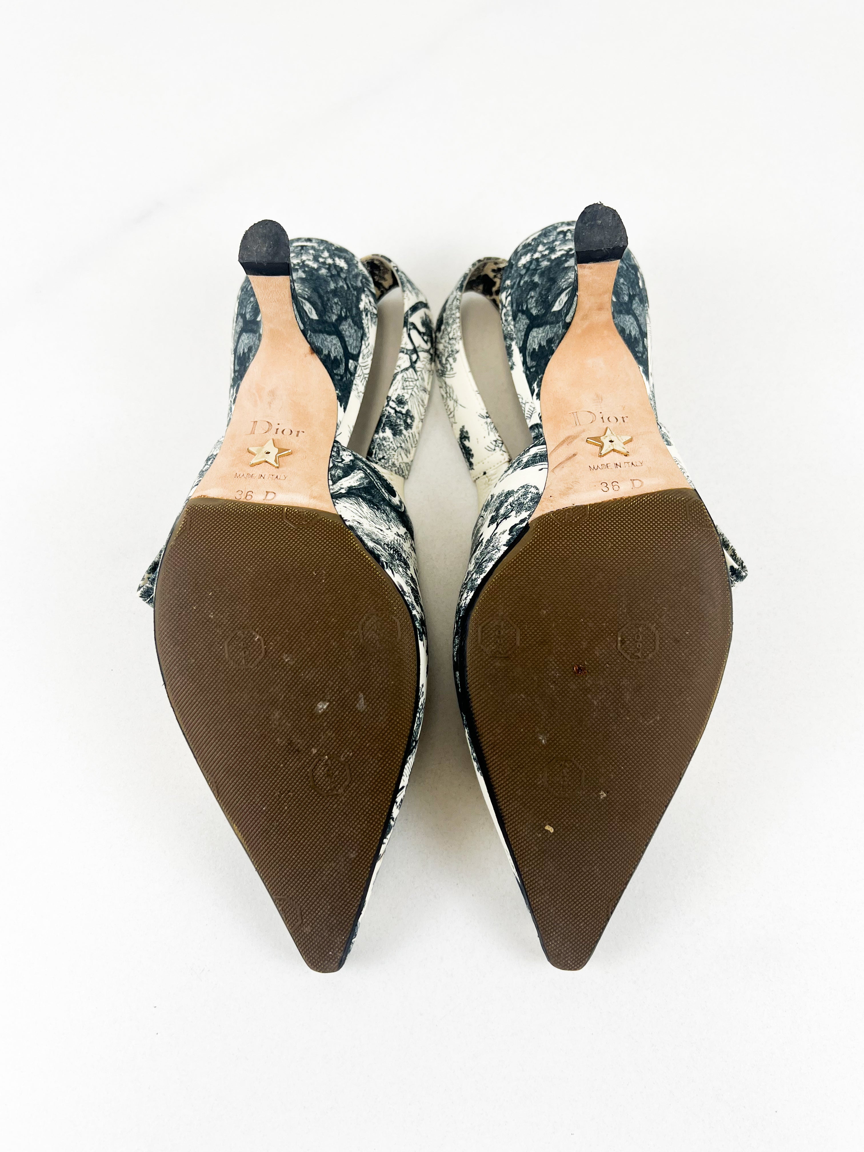 Christian Dior Toile de Jouy Sweet D Slingback Pumps Size 36D