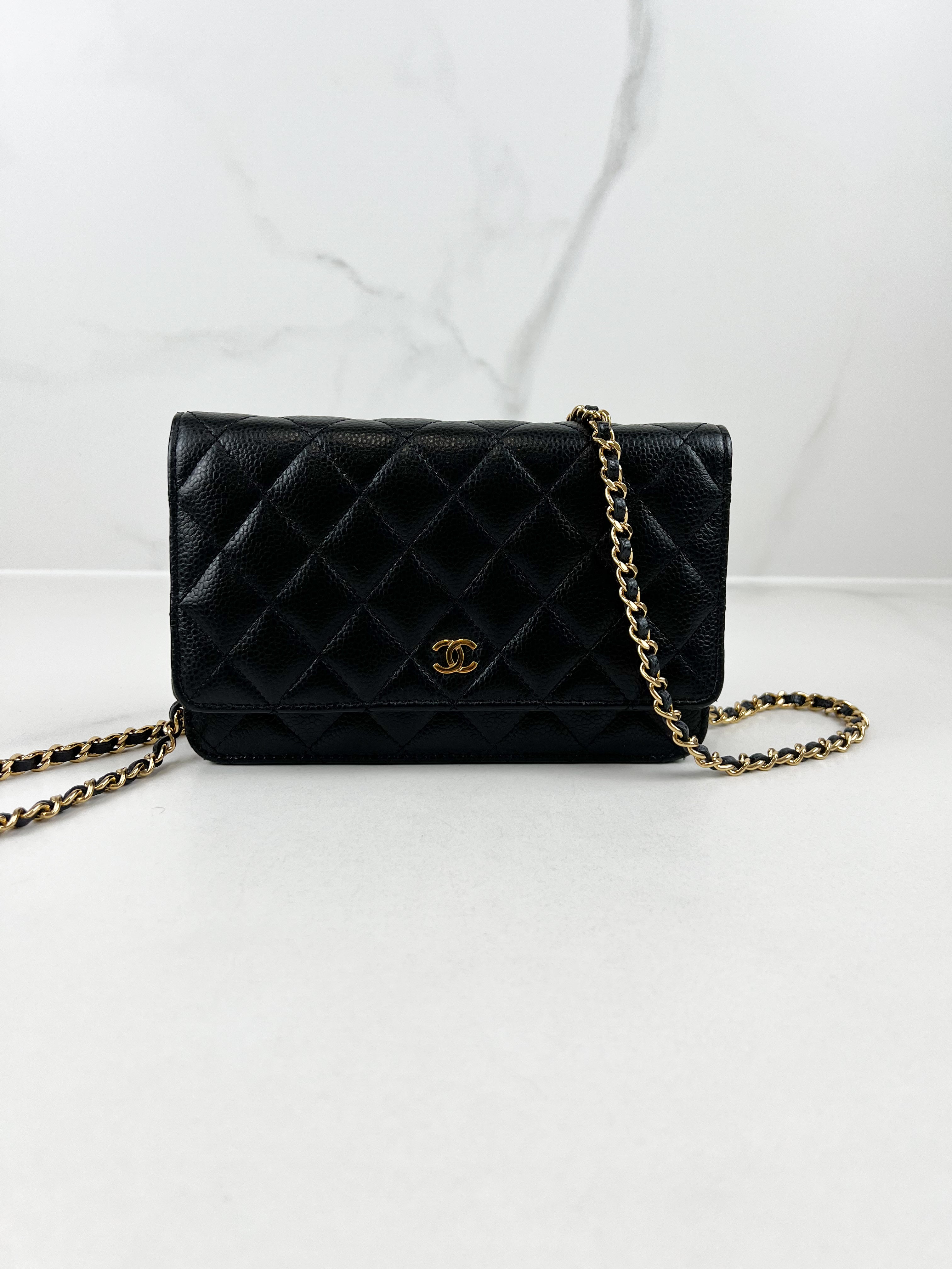 Chanel Black Classic Caviar CC WOC with GHW
