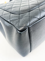 Chanel Black Caviar CC Logo Embossed GST Tote