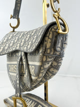 Christian Dior Medium Grey Oblique Saddle Bag with Strap
