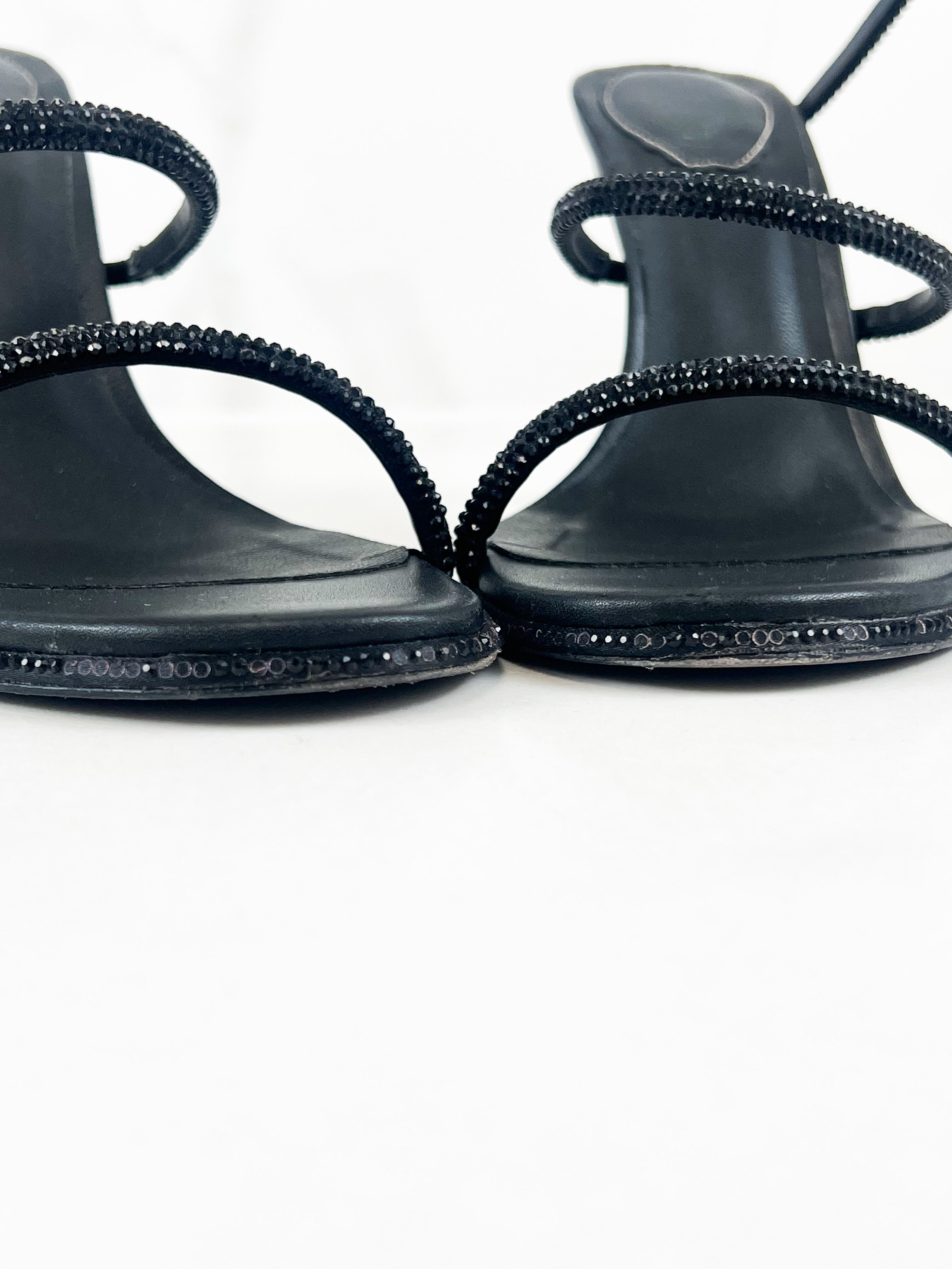 Rene Caovilla Cleo Sandal in Black 100mm Size 39