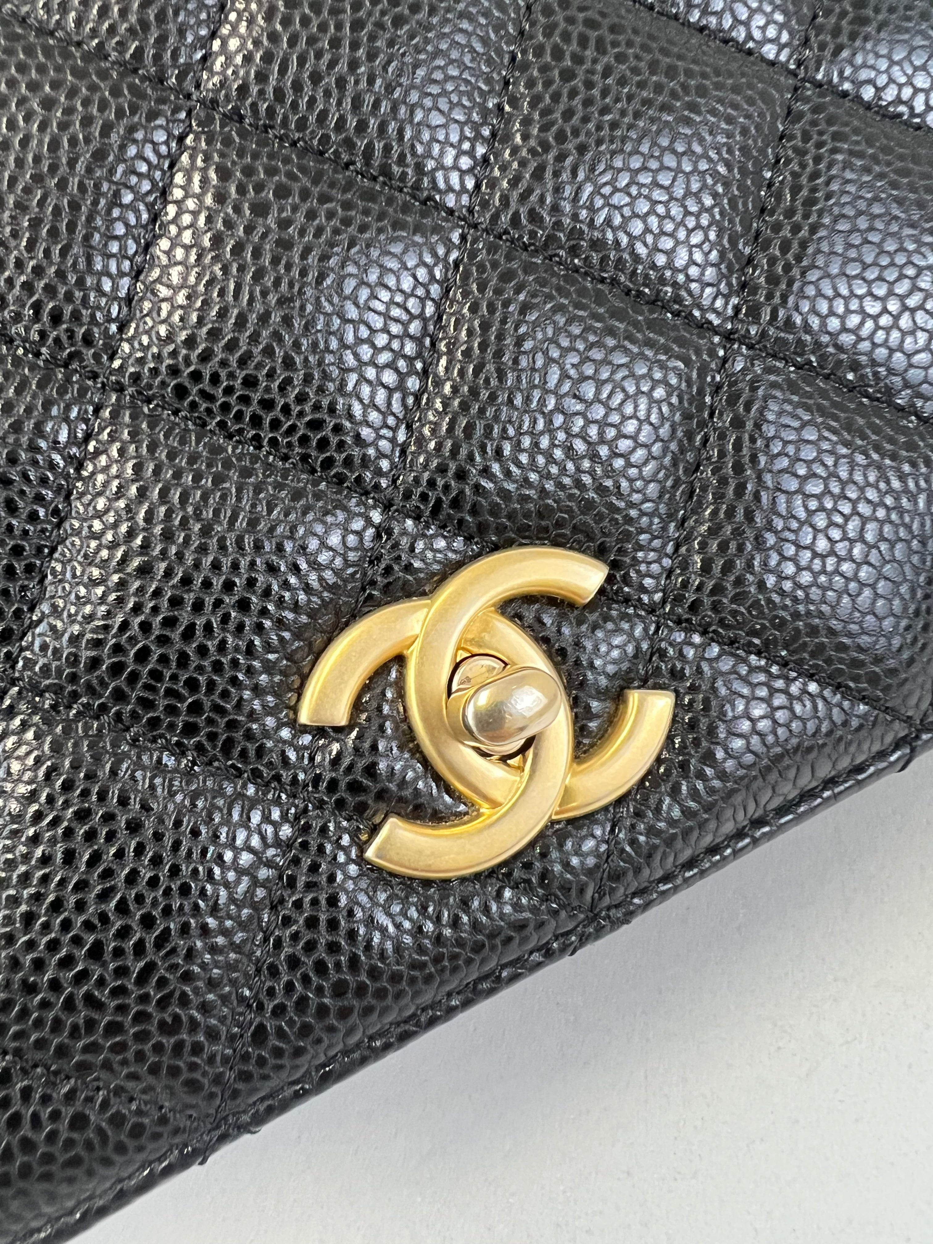 Chanel Caviar Top Handle Flap Shoulder Bag