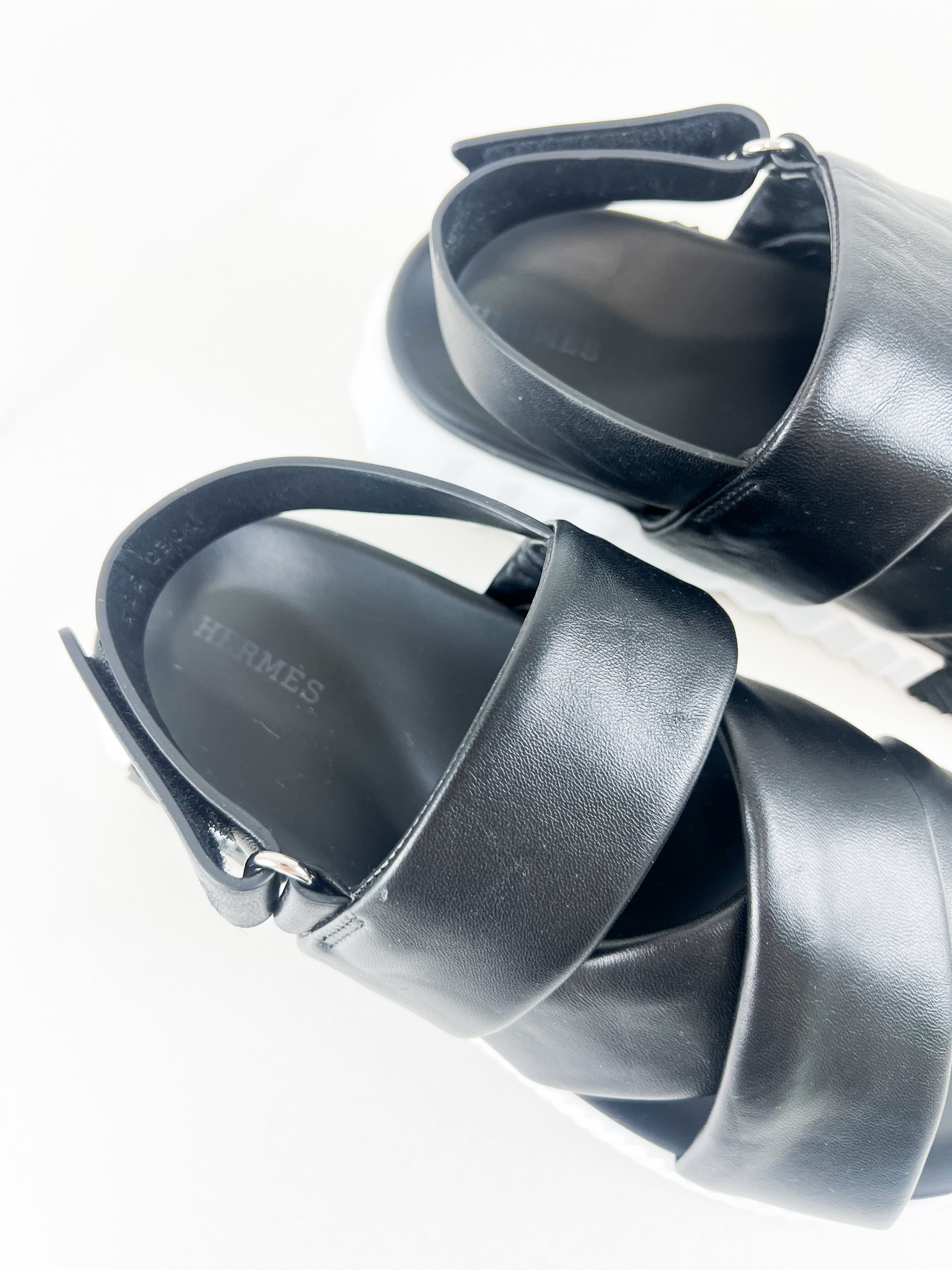 Hermes Electric Sandals in Black Size 38.5