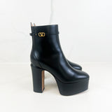 Valentino Black Tan-Go Patent Leather Boots Size 36.5