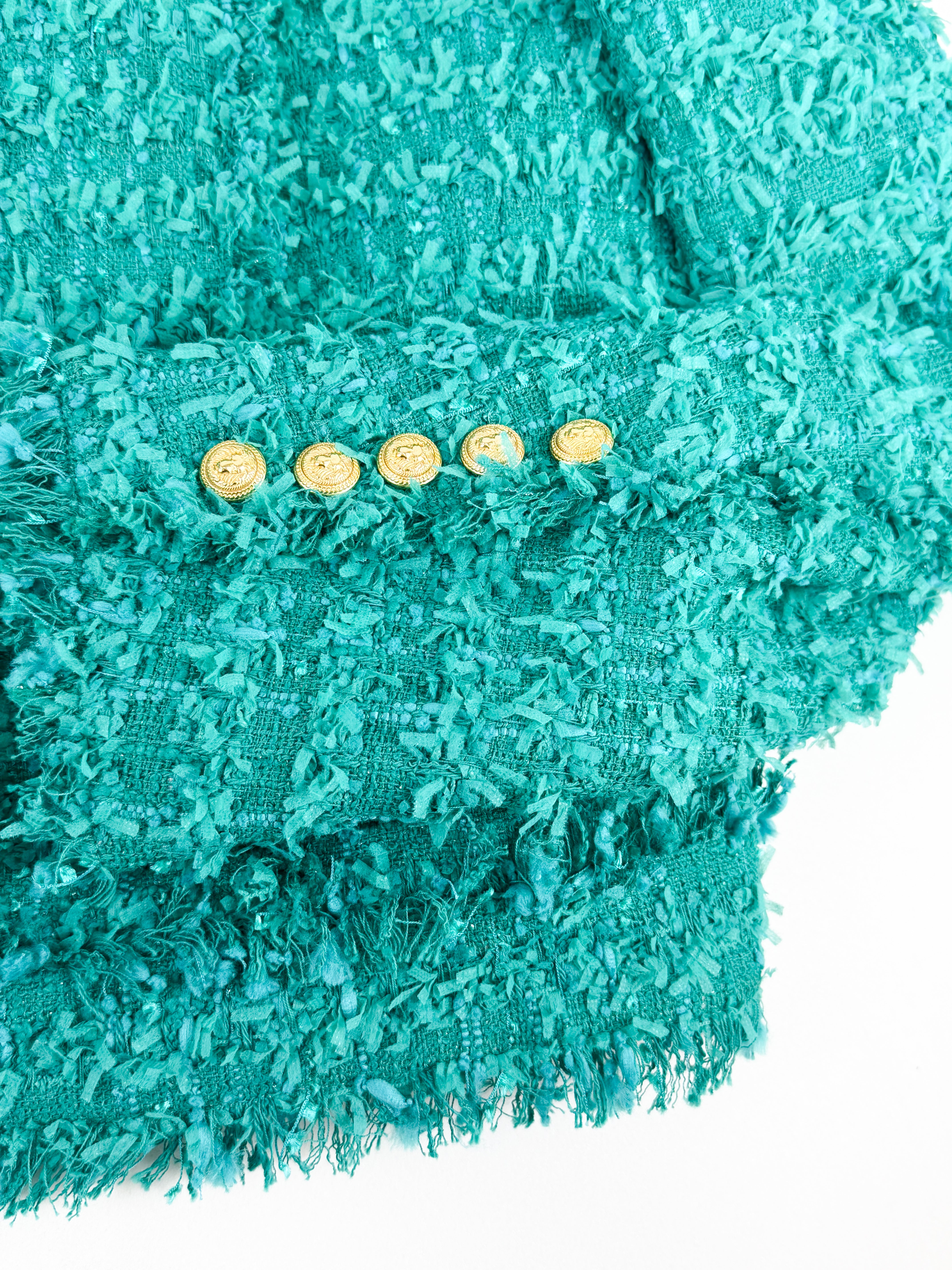 Balmain Teal Button Embellished Set Size 42