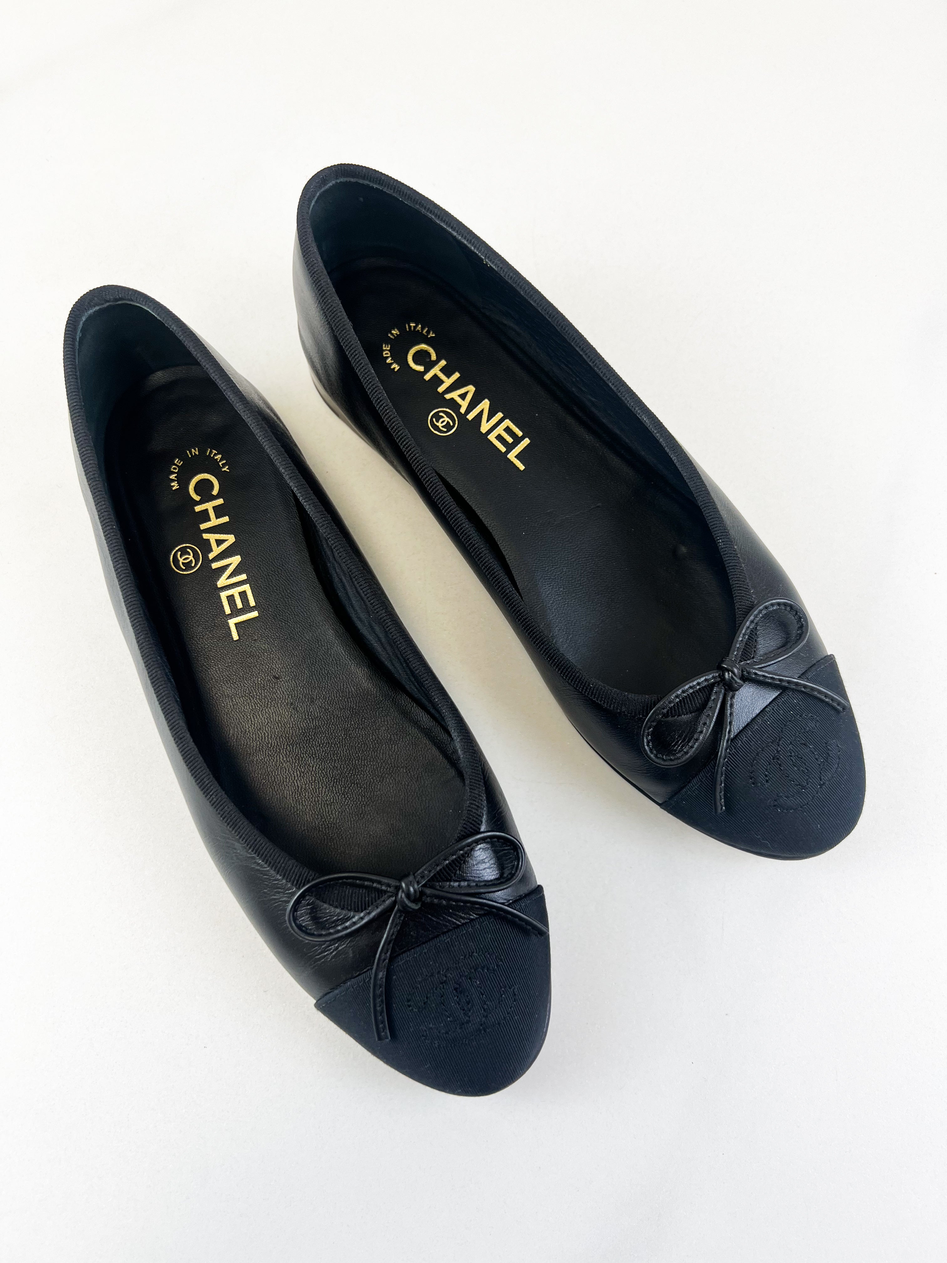 Chanel Black Ballet Flat Size 37C